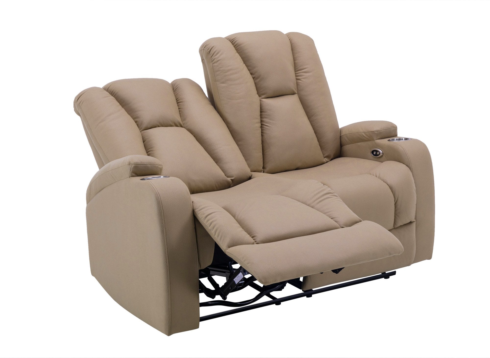 Sofá reclinable eléctrico de 2 plazas EL CLARENCE en tejido de microfibra beige