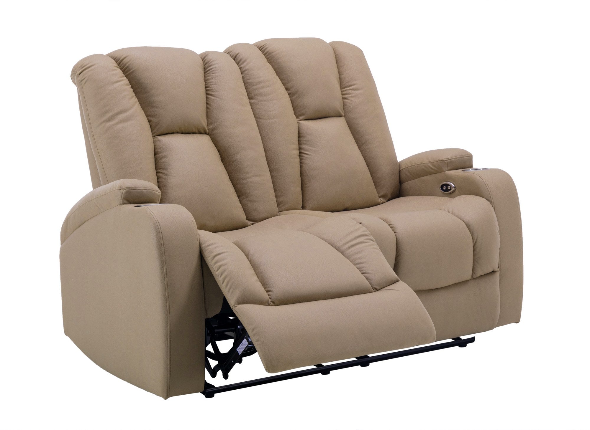 Sofá reclinable eléctrico de 2 plazas EL CLARENCE en tejido de microfibra beige