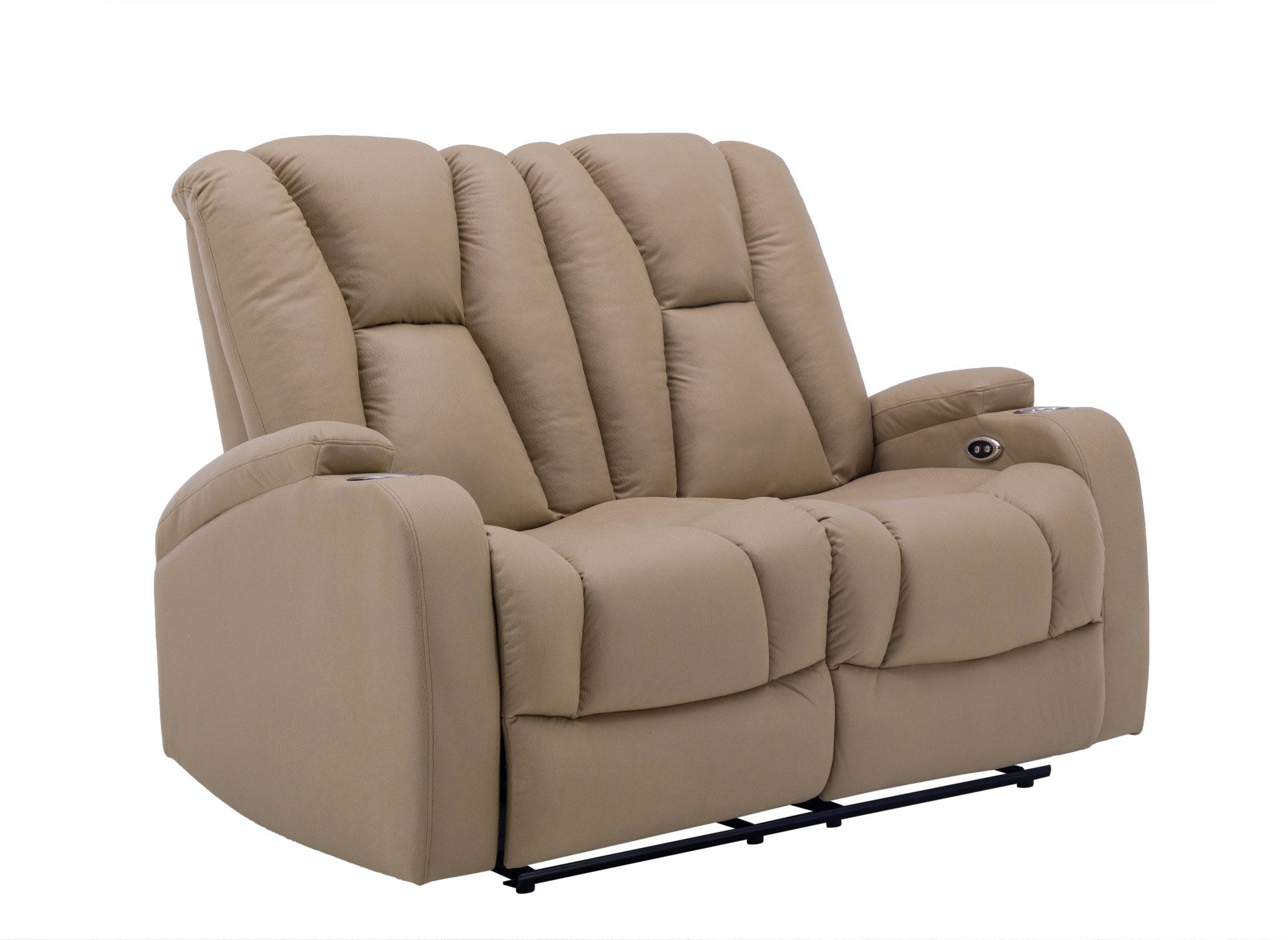 Sofá reclinable eléctrico de 2 plazas EL CLARENCE en tejido de microfibra beige