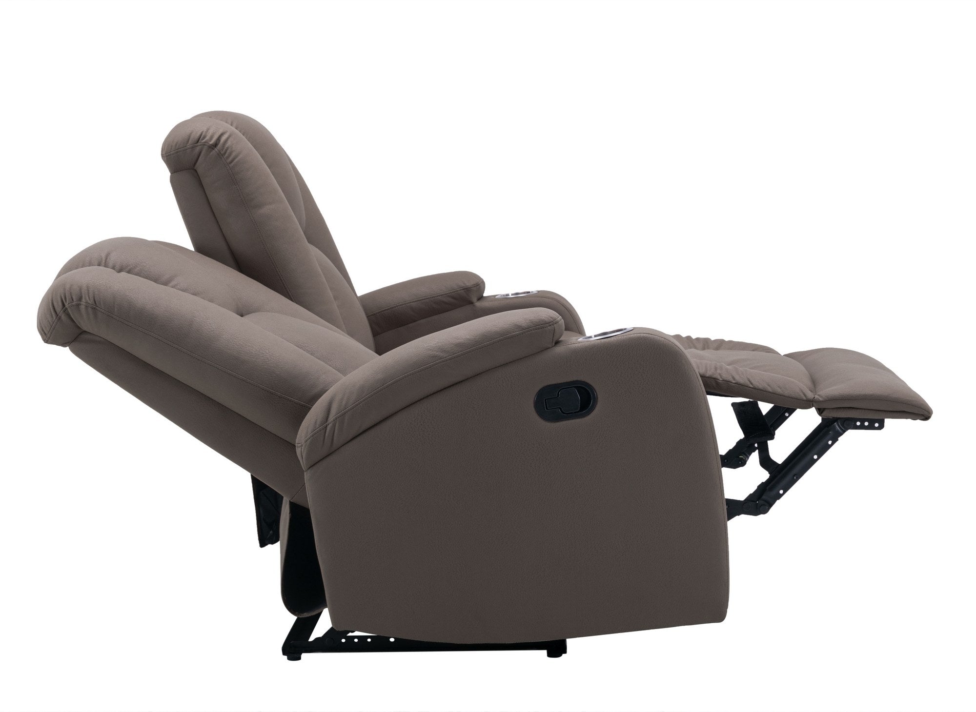 Sofá reclinable de 2 plazas CLARENCE en tejido de microfibra marrón