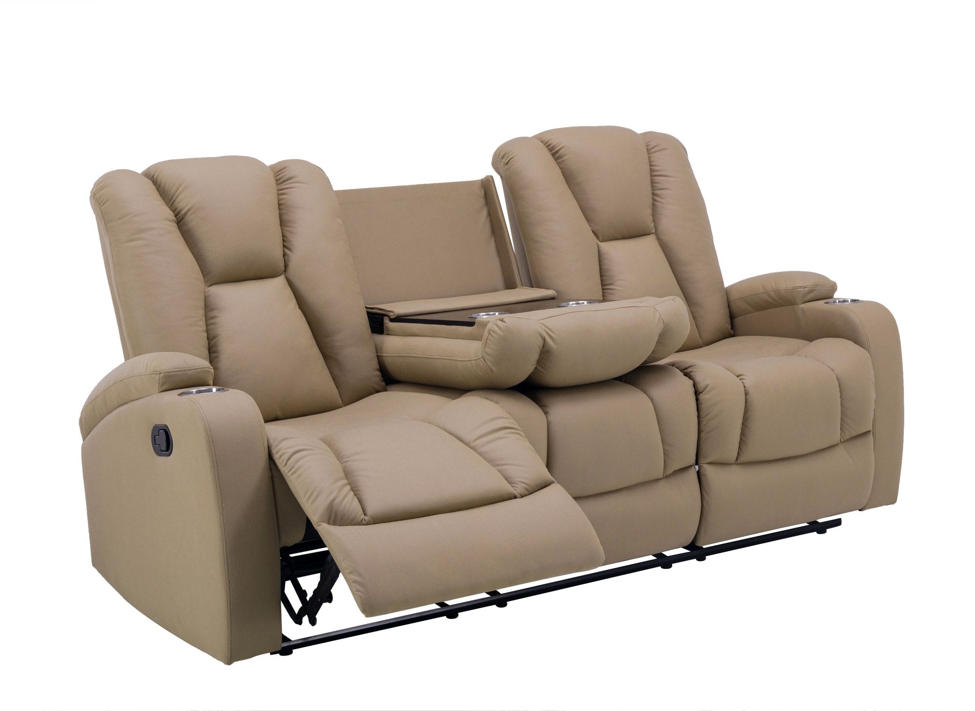 Sofá reclinable de 3 plazas CLARENCE en tejido de microfibra beige