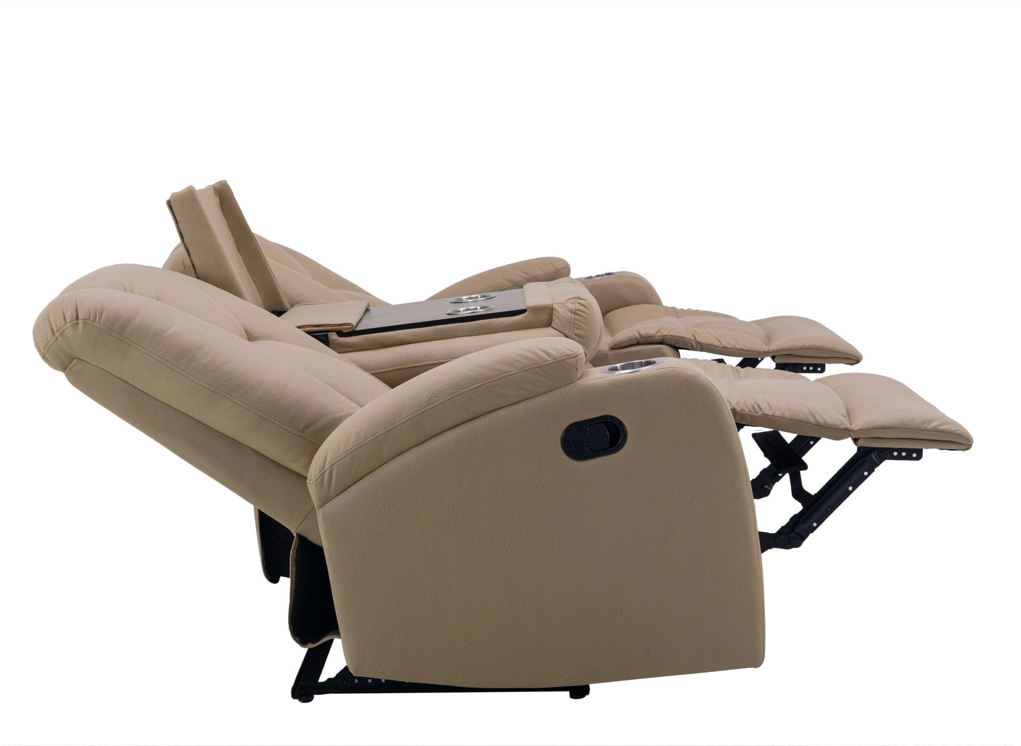 Sofá reclinable de 3 plazas CLARENCE en tejido de microfibra beige