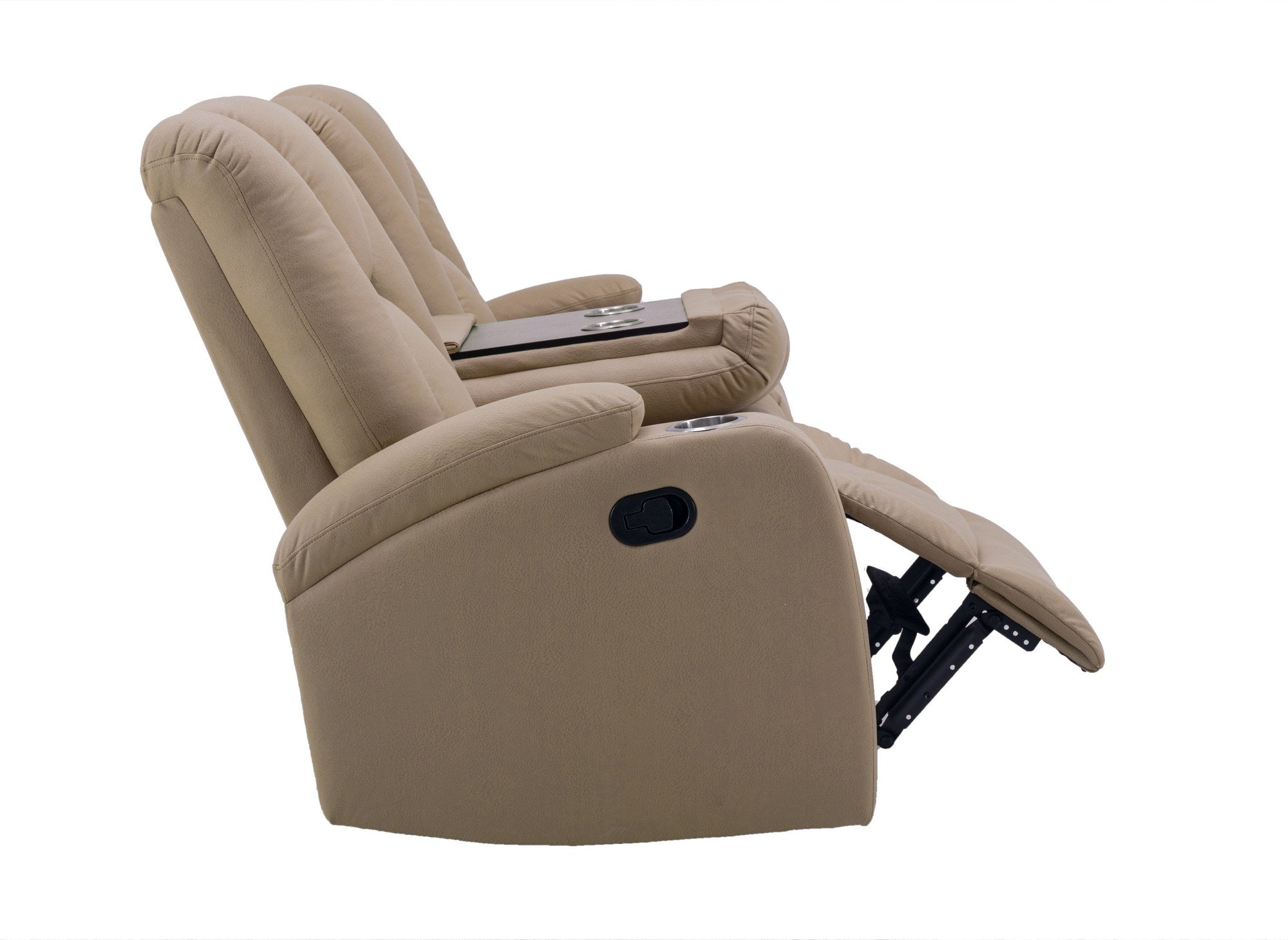 Sofá reclinable de 3 plazas CLARENCE en tejido de microfibra beige