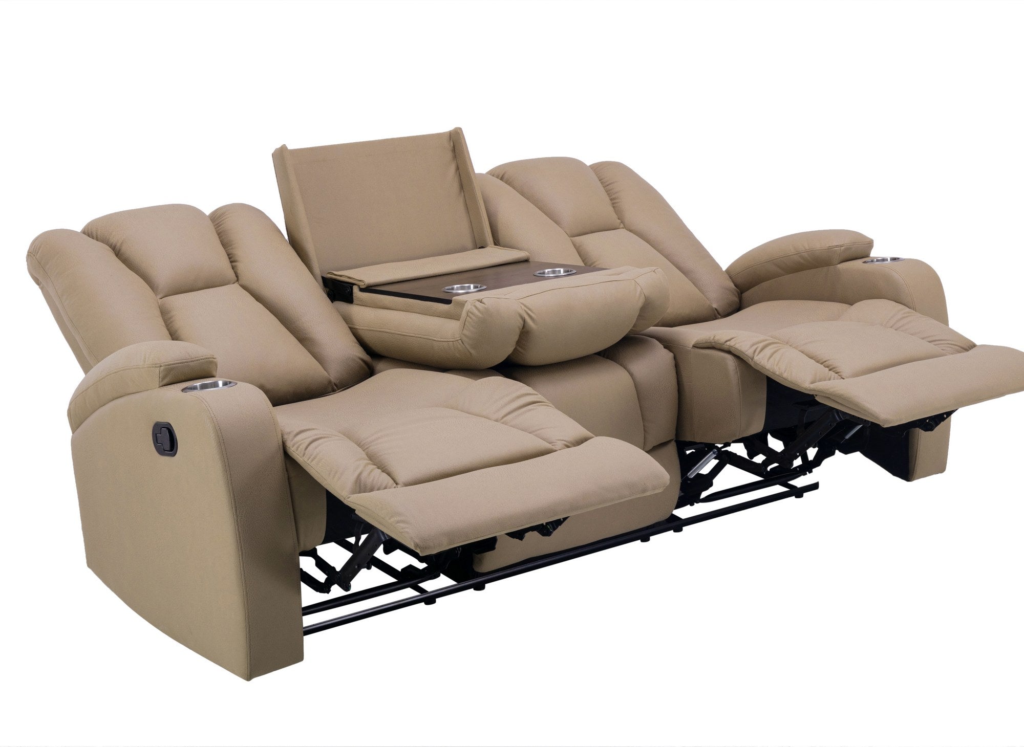 Sofá reclinable de 3 plazas CLARENCE en tejido de microfibra beige