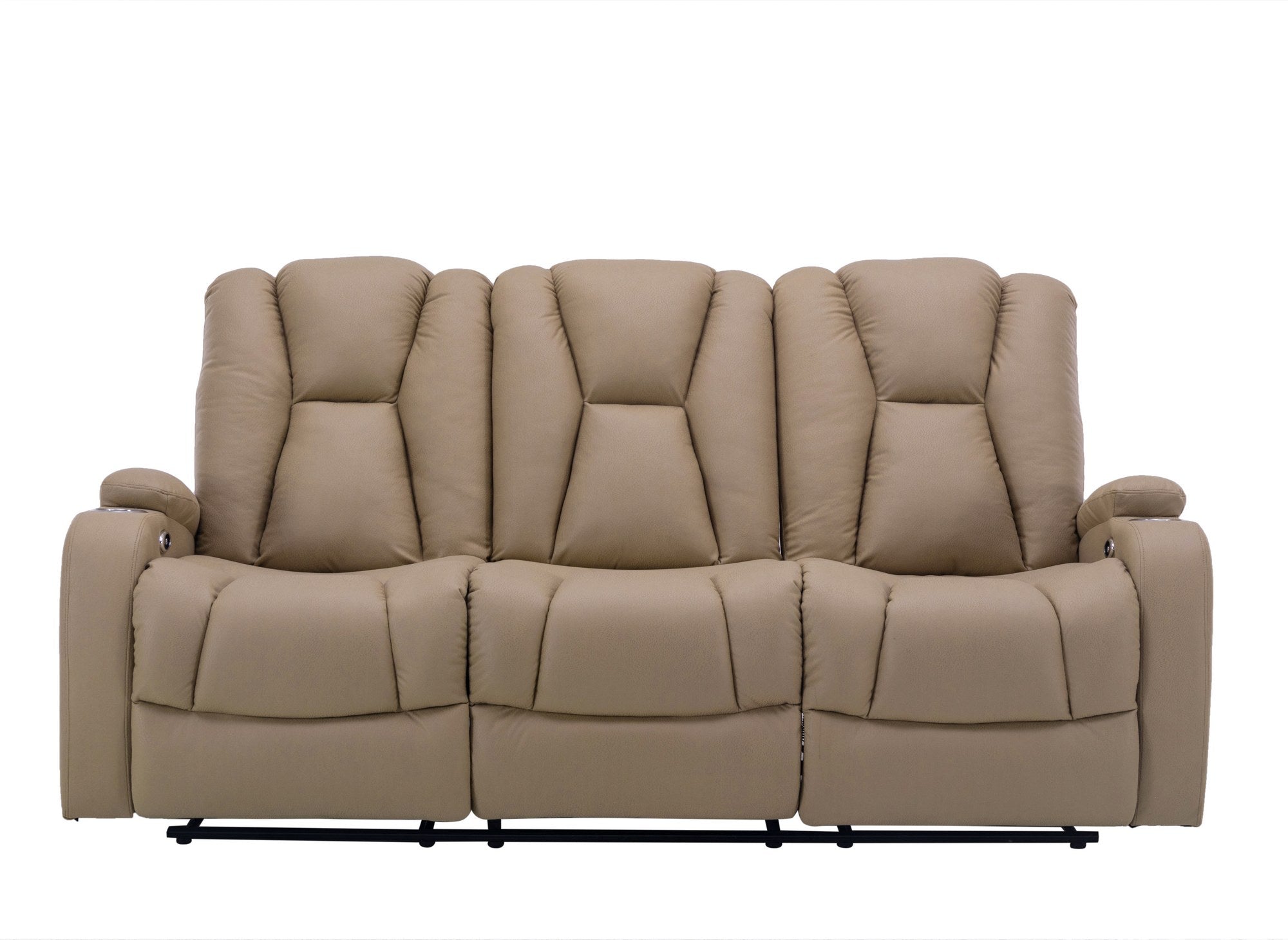 Sofá reclinable eléctrico de 3 plazas EL CLARENCE en tejido de microfibra beige