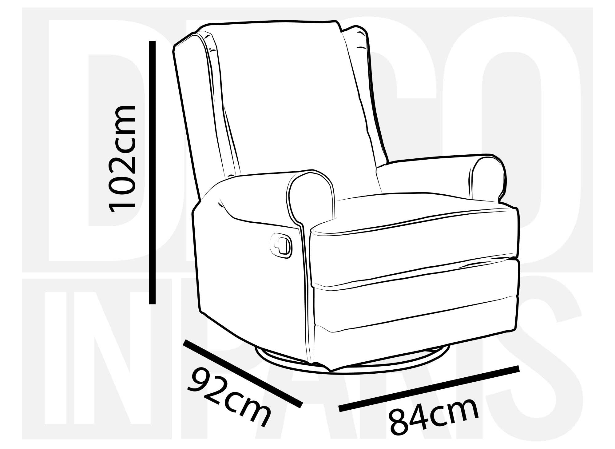 Sillón reclinable giratorio BRODY en tela marrón