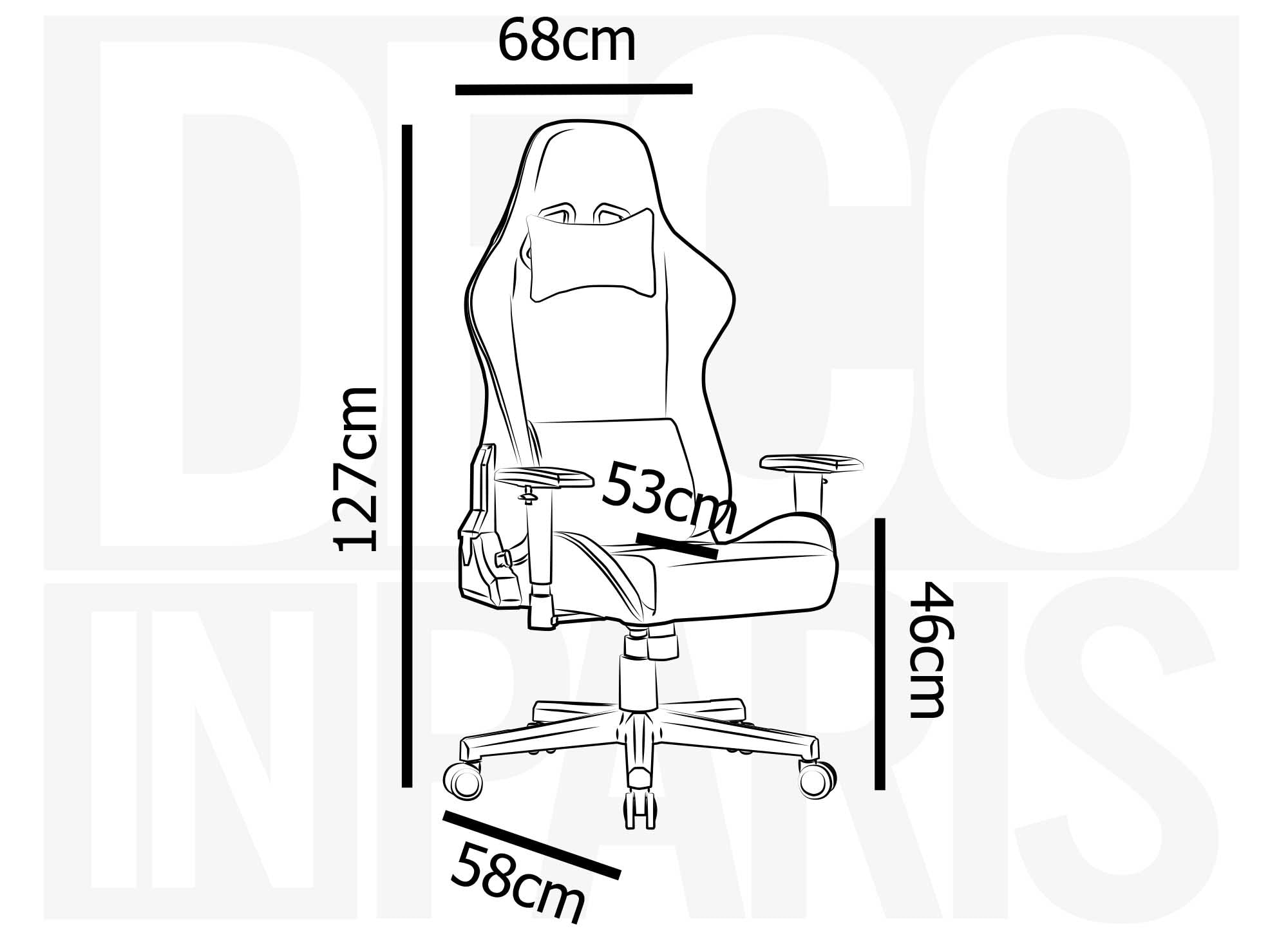 Silla de oficina KIRA Gaming en piel sintética negra, blanca y roja.