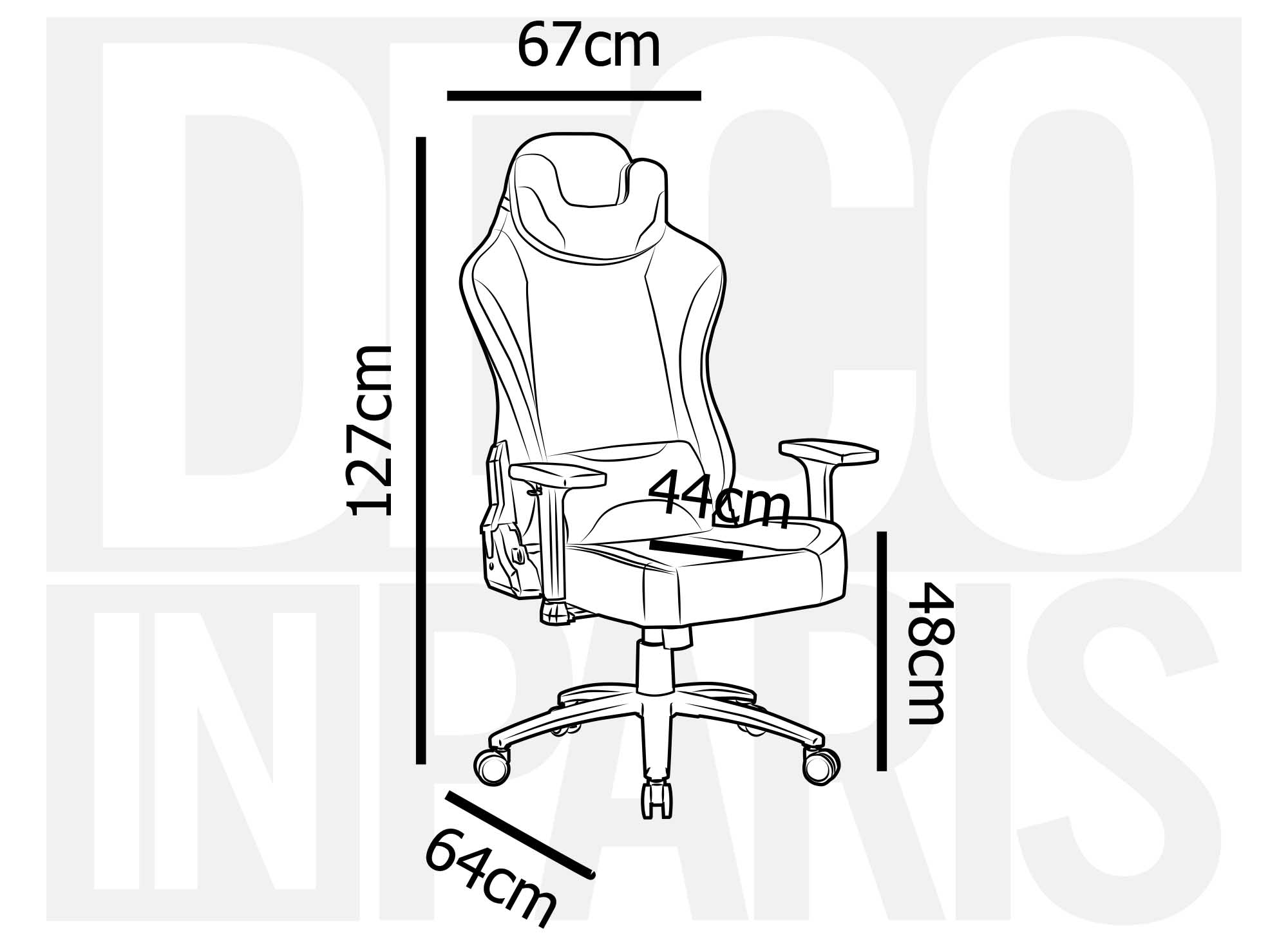 Silla de oficina gaming EVALD de piel sintética negra y roja