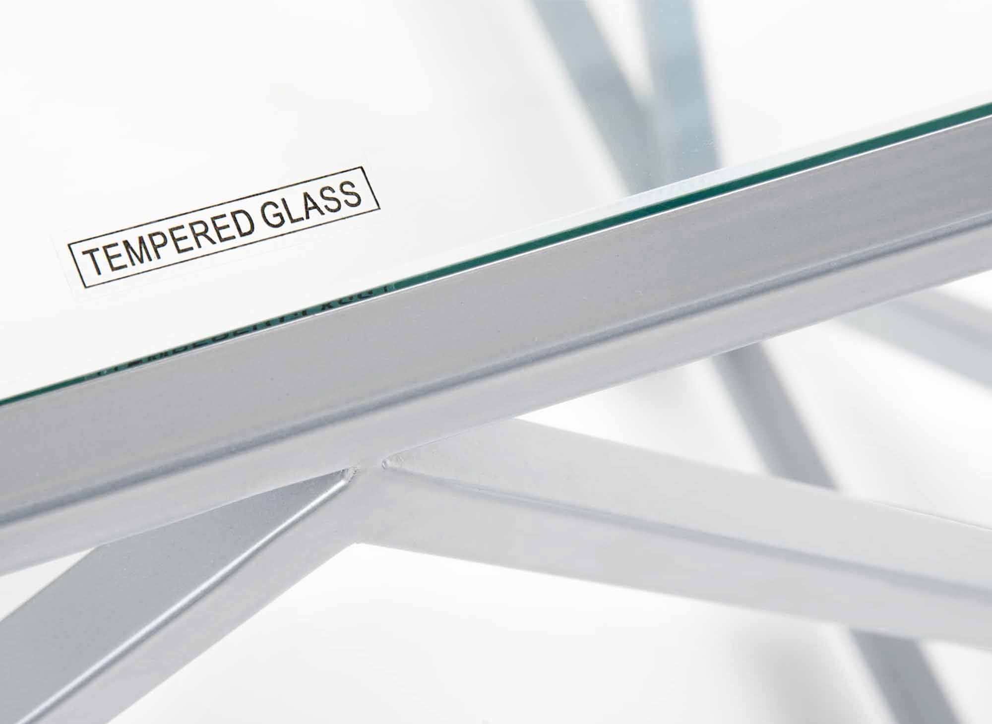 Mesa de centro cuadrada de diseño ELIO en vidrio y metal