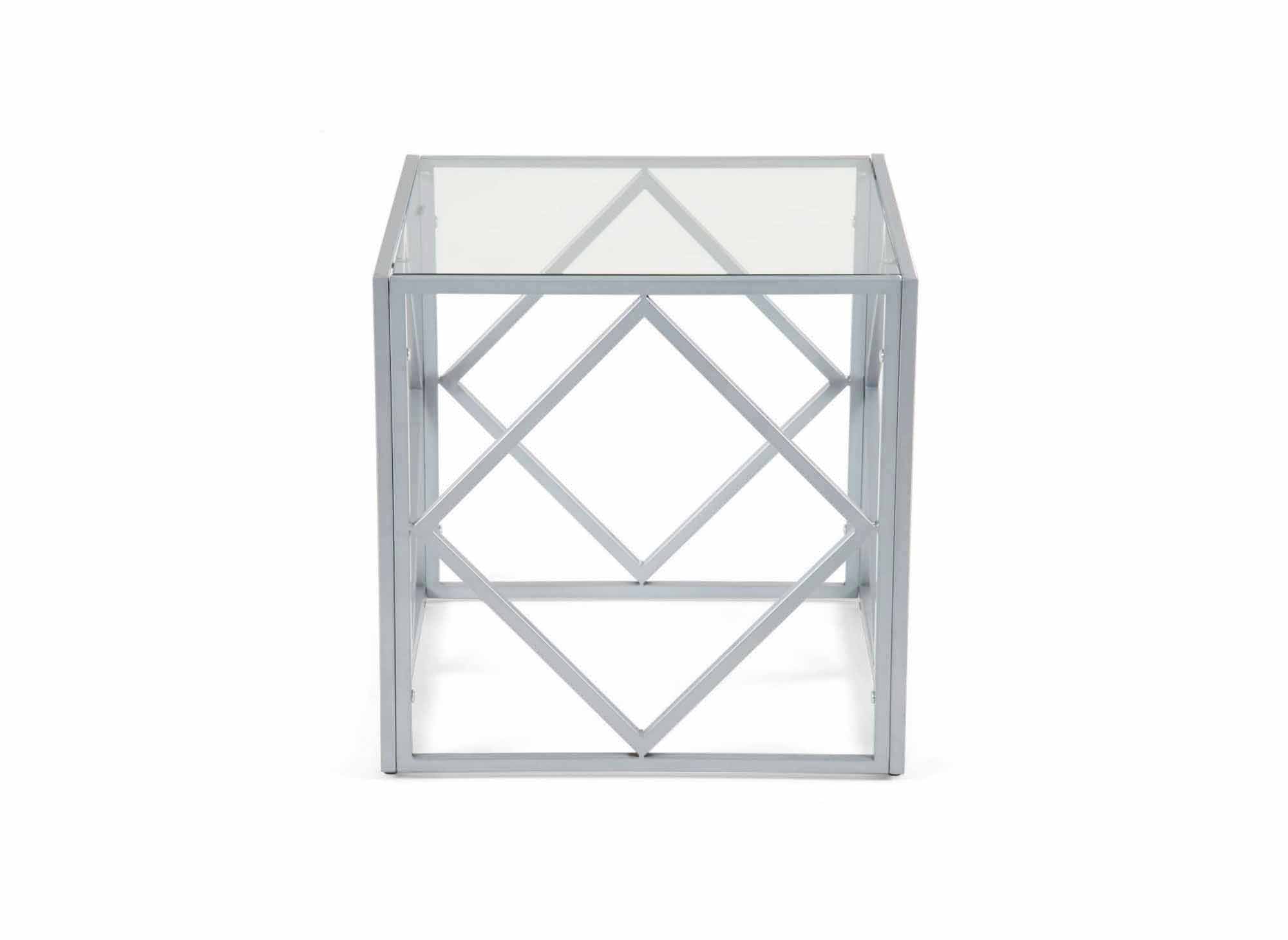 Mesa de centro cuadrada de diseño ELIO en vidrio y metal