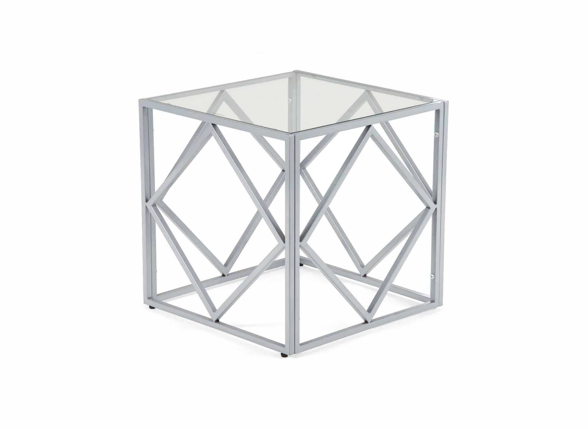 Mesa de centro cuadrada de diseño ELIO en vidrio y metal