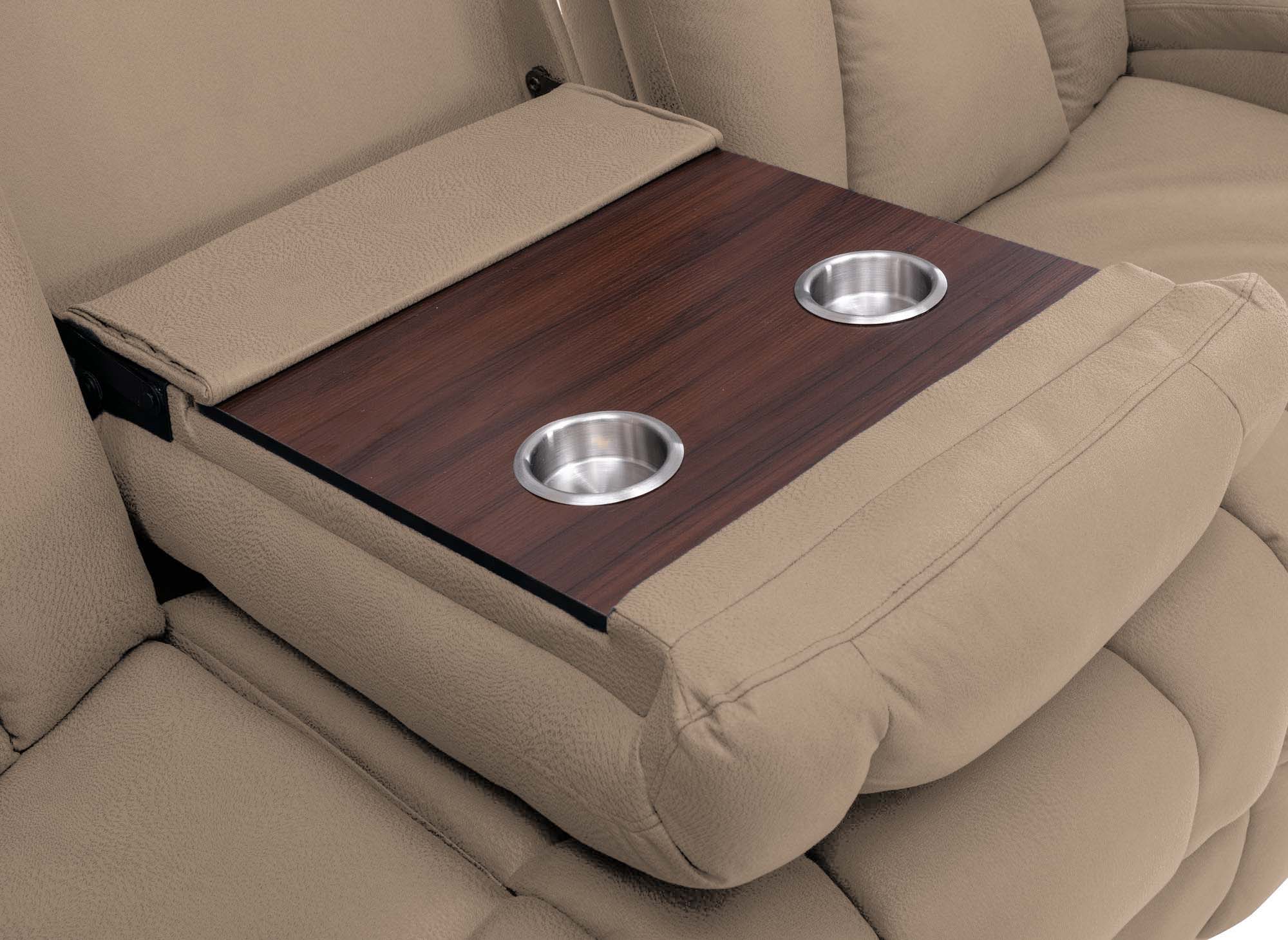 Sofá reclinable eléctrico de 3 plazas EL CLARENCE en tejido de microfibra beige