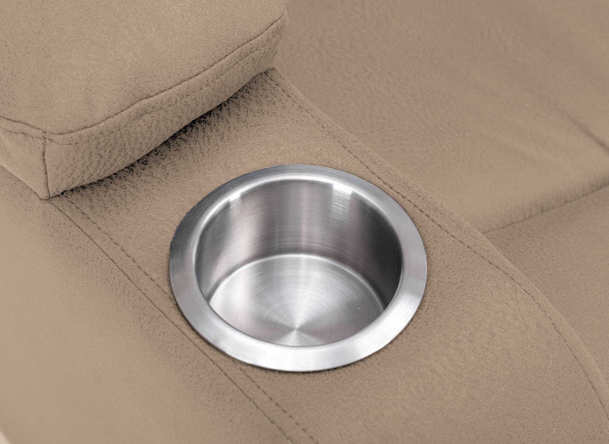 Sofá reclinable eléctrico de 3 plazas EL CLARENCE en tejido de microfibra beige