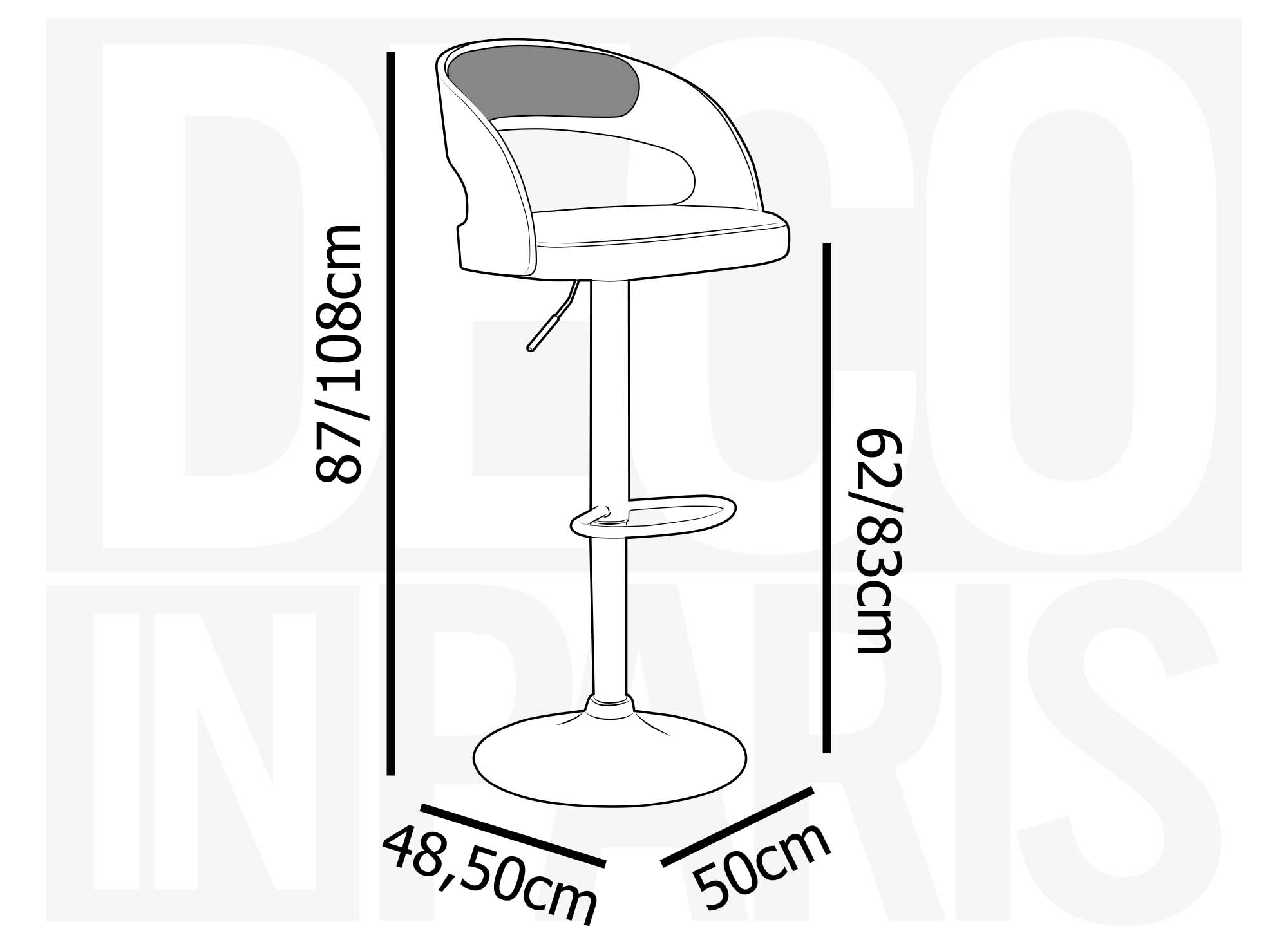 Taburete de bar KENT marrón y negro