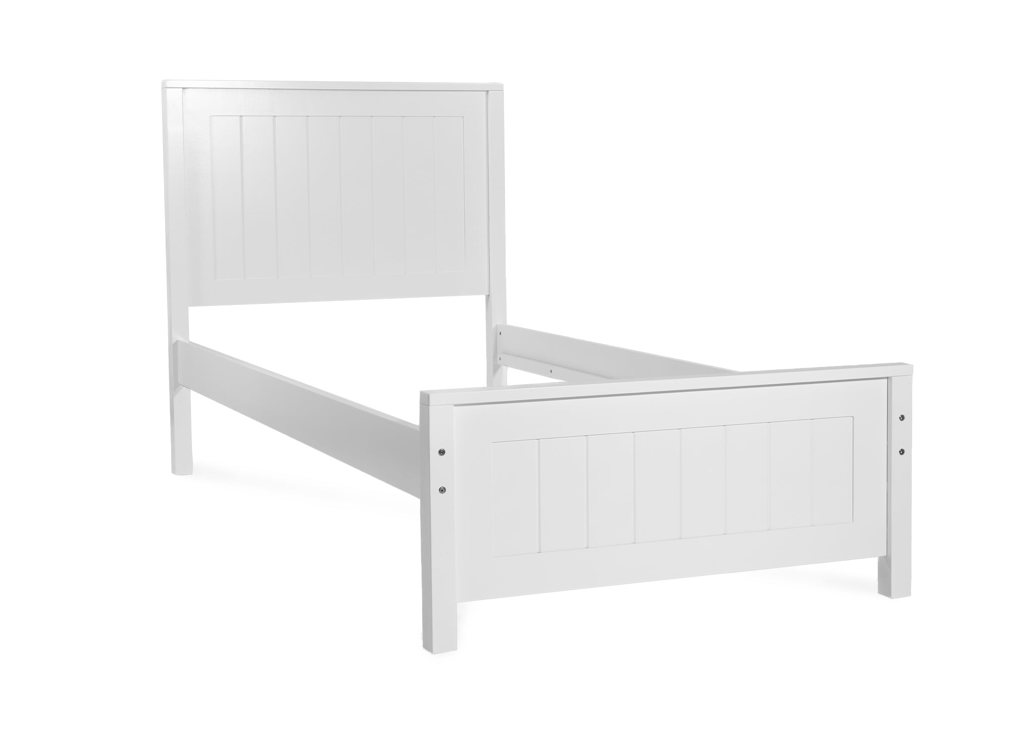 Cama individual Kenny de madera blanca, 90x190 cm