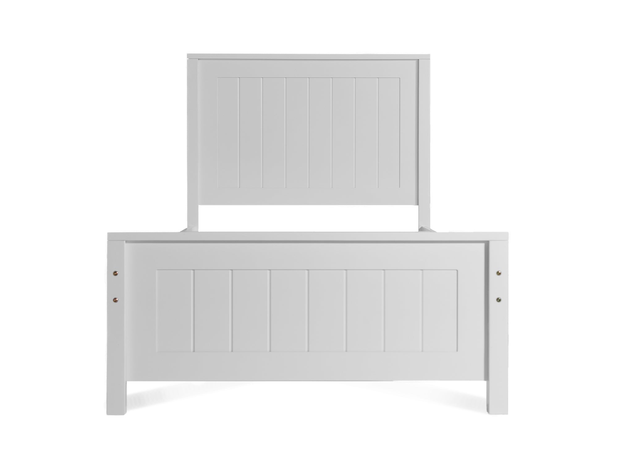 Cama individual Kenny de madera blanca, 90x190 cm