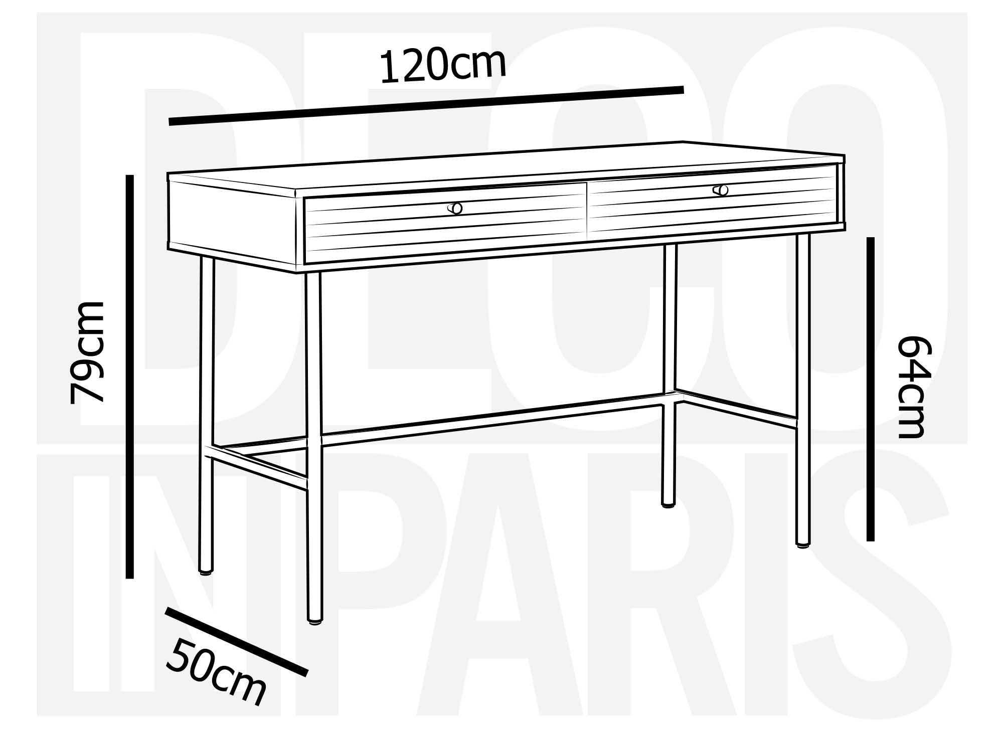 Escritorio DARYL de 2 cajones en madera y metal negro