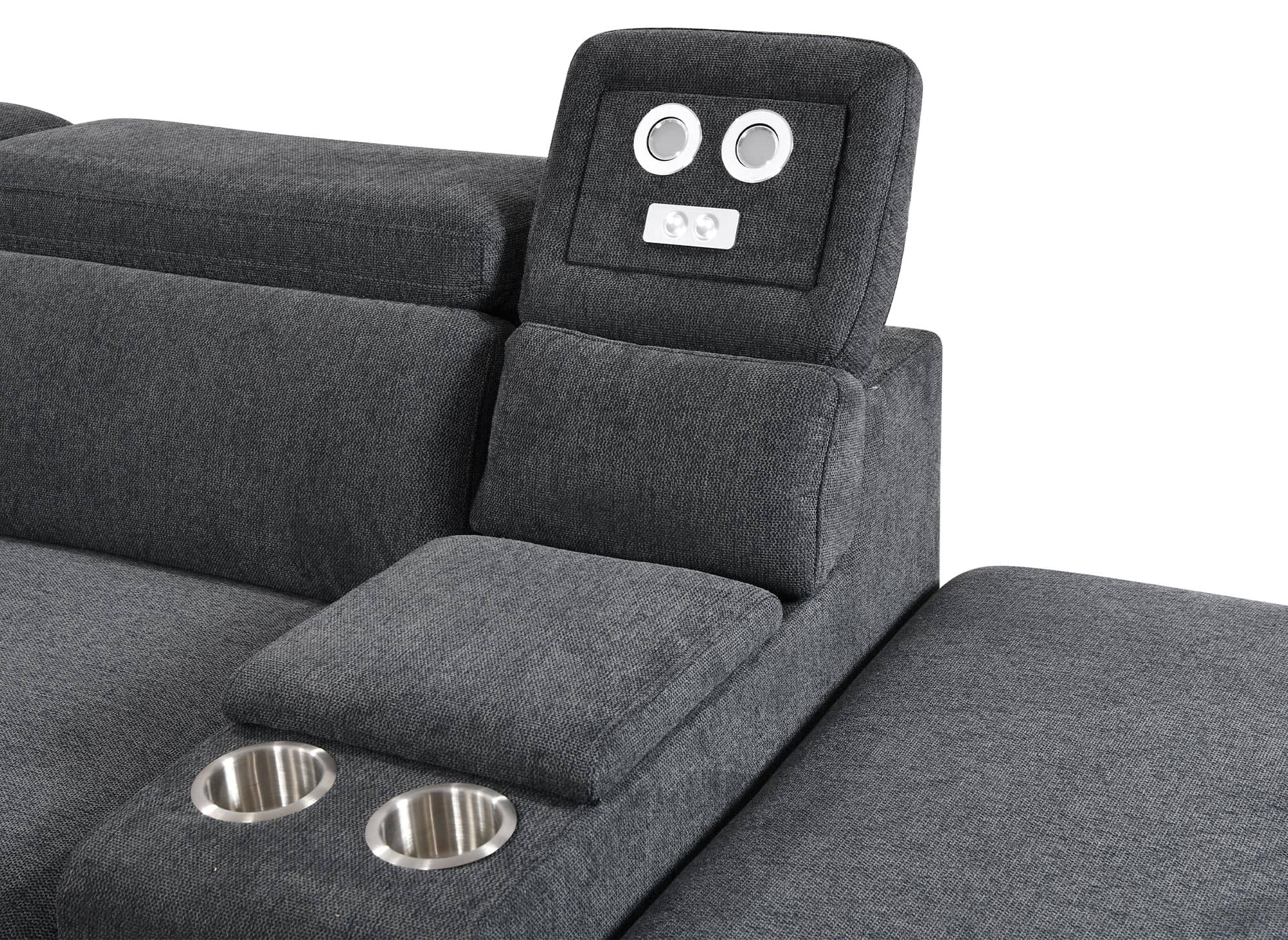 Sofá cama esquinero DEREK XL de tela gris oscuro - Esquina derecha