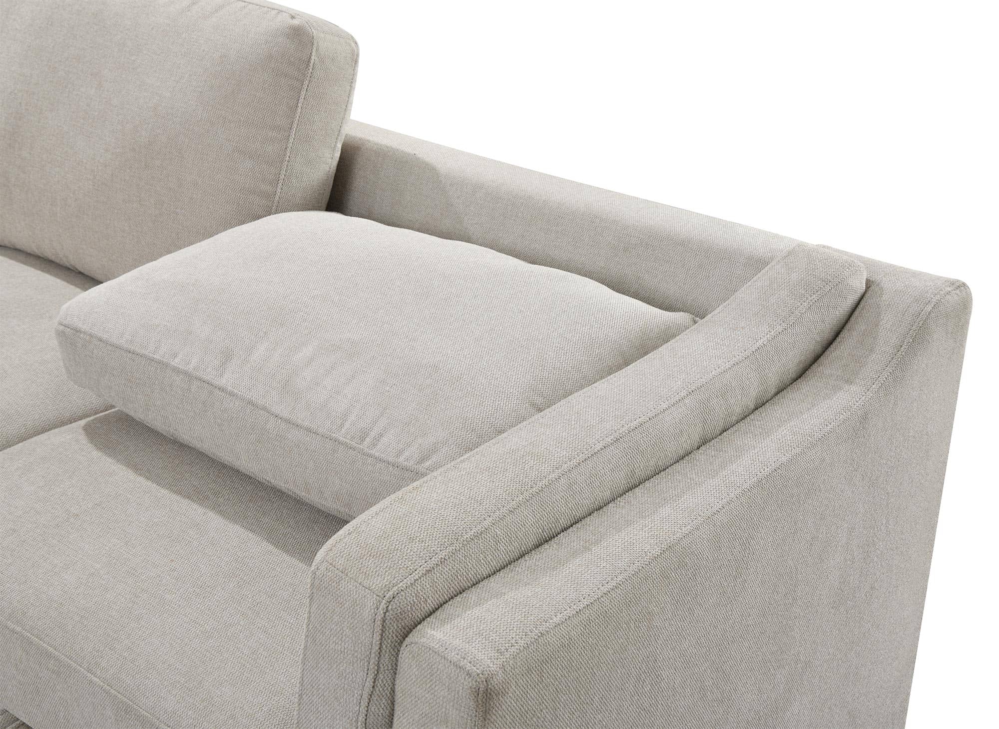 Sofá cama BARNEY convertible con almacenaje en tela beige - Esquina izquierda