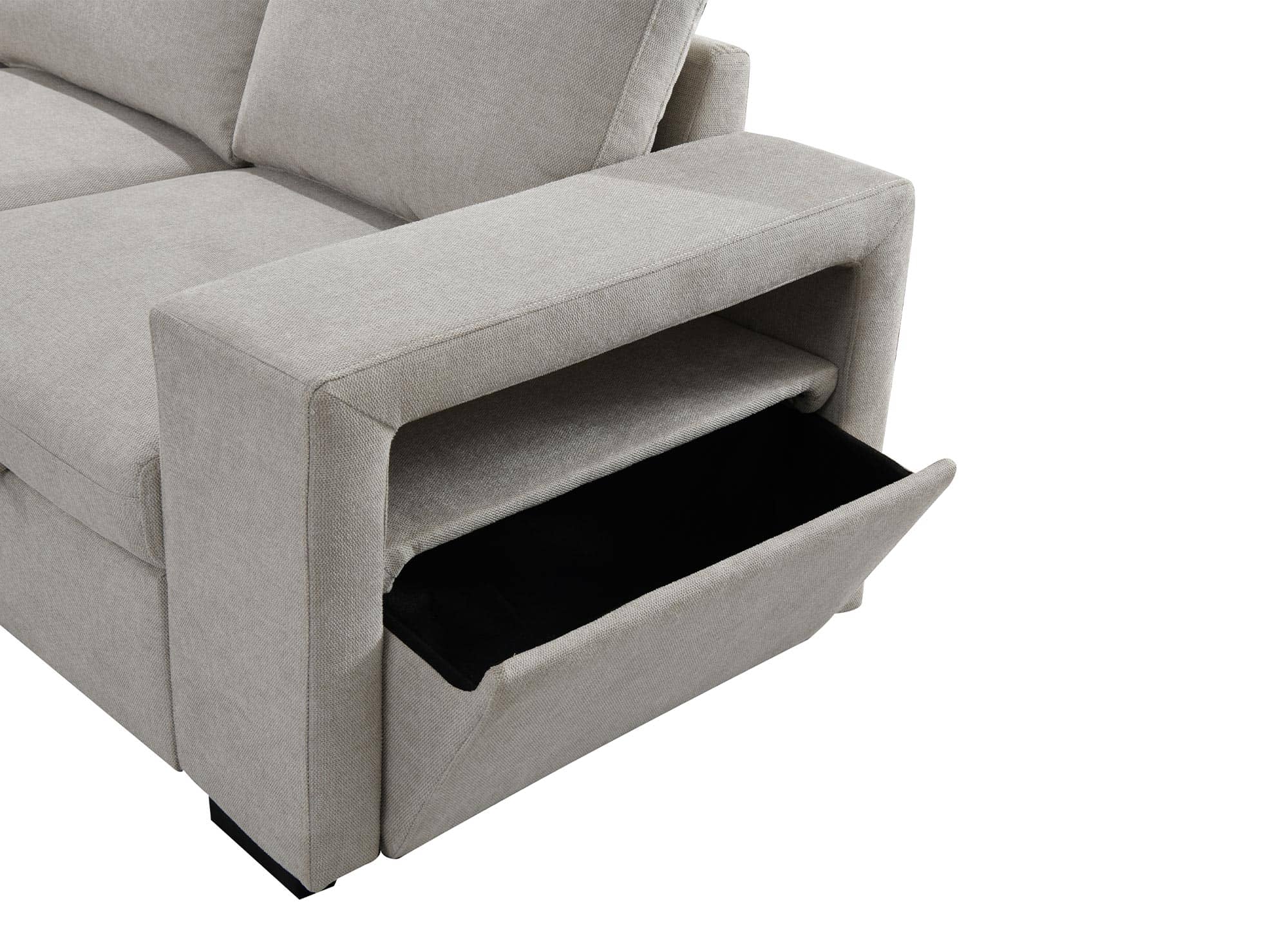 Sofá cama esquinero ALBAN de tela beige - Esquina izquierda