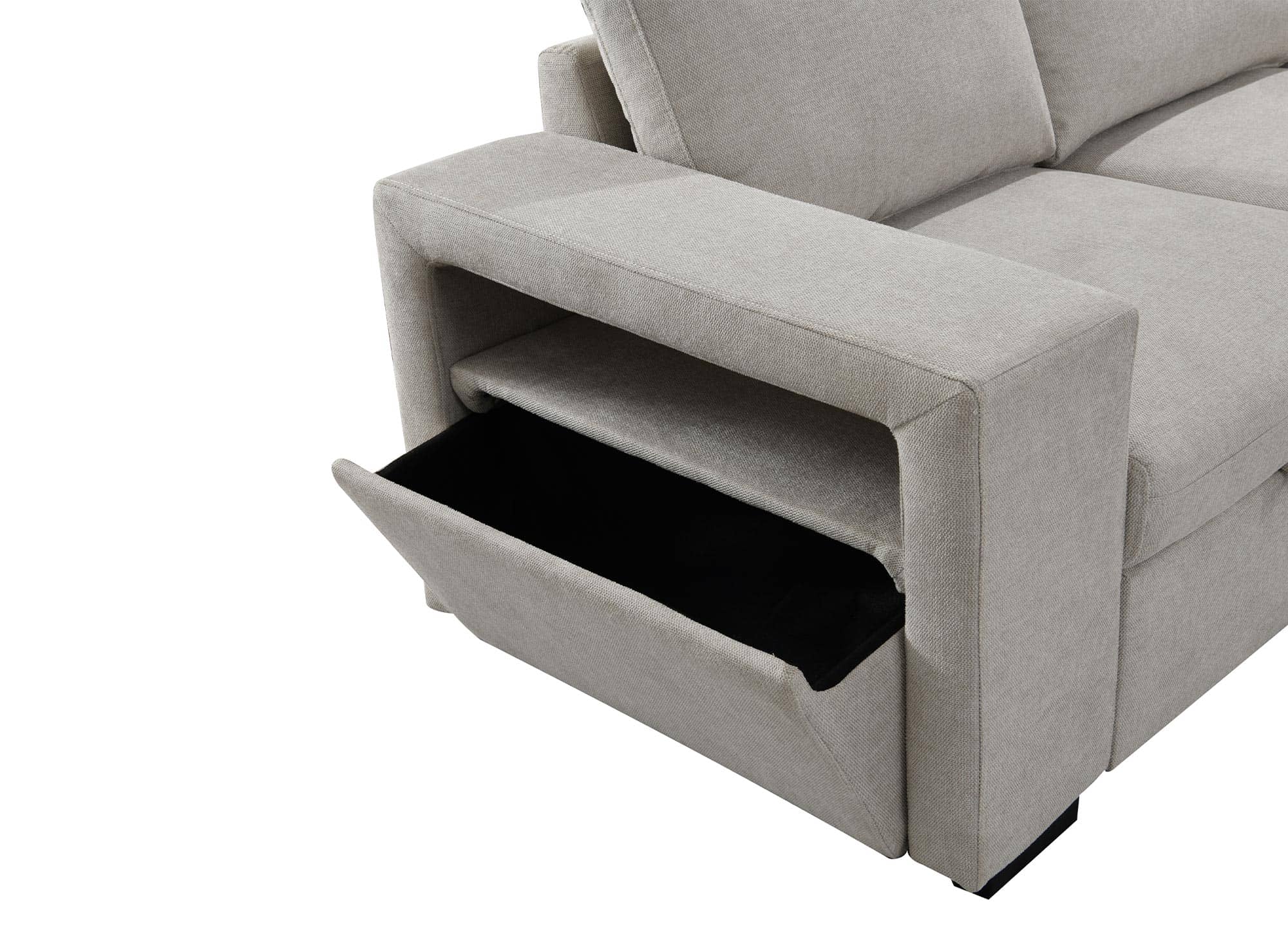 Sofá cama esquinero ALBAN de tela beige - Esquina derecha