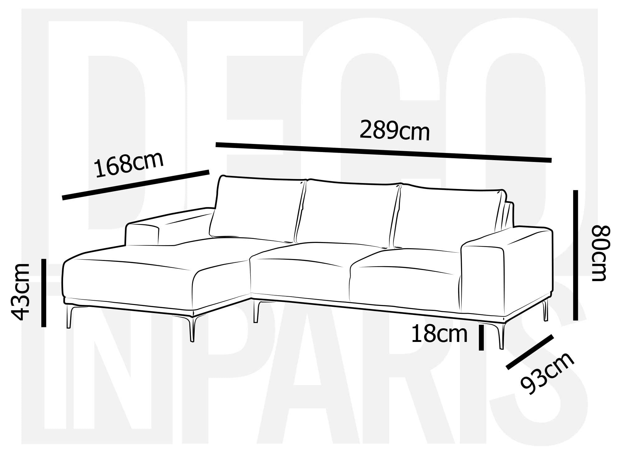 Sofá esquinero ARNOLD con chaise longue en tela beige - Esquina izquierda