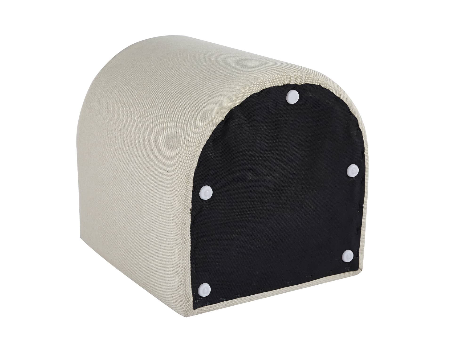 Conjunto de mesa de centro JUDITH en color madera con 2 pufs de tela beige