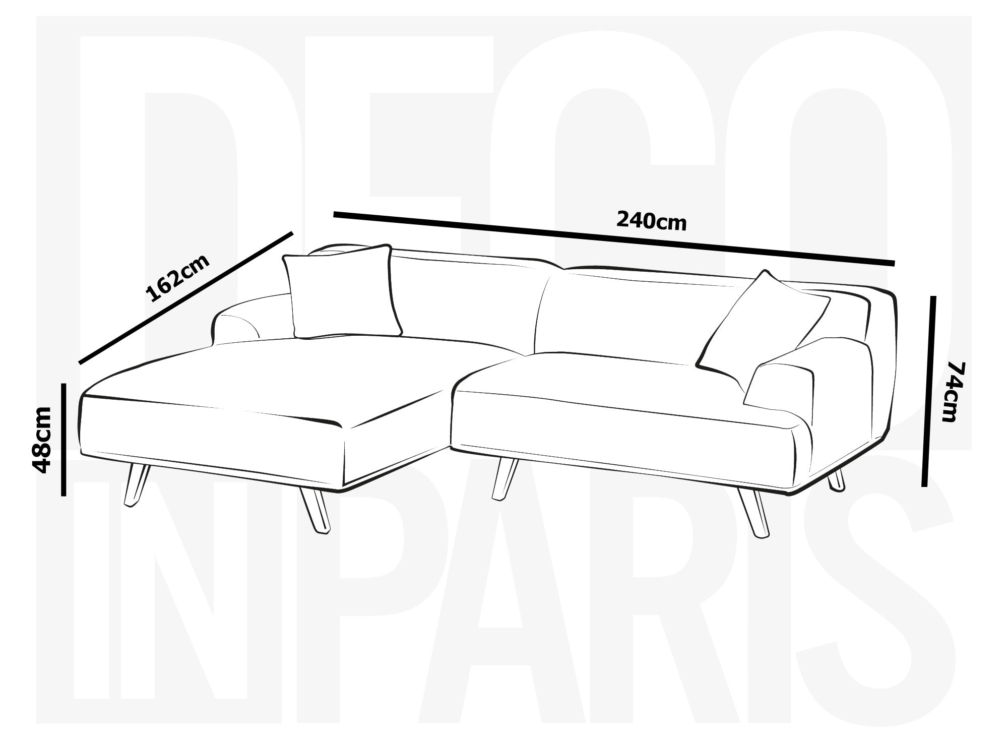 Sofá esquinero escandinavo KAROLINA con chaise longue en tela color topo - Esquina izquierda