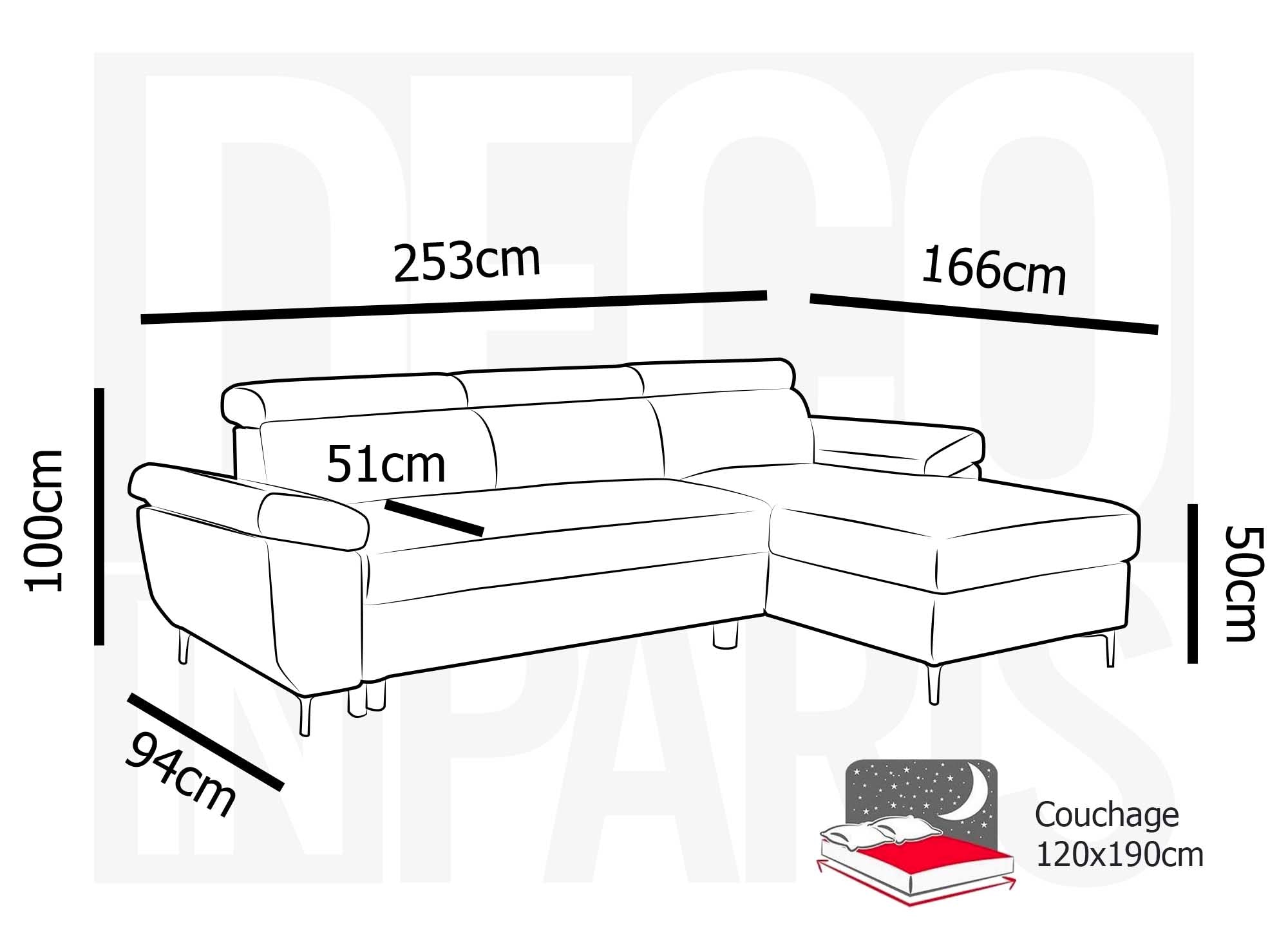 Sofá cama esquinero MONICA de tela beige - Esquina derecha
