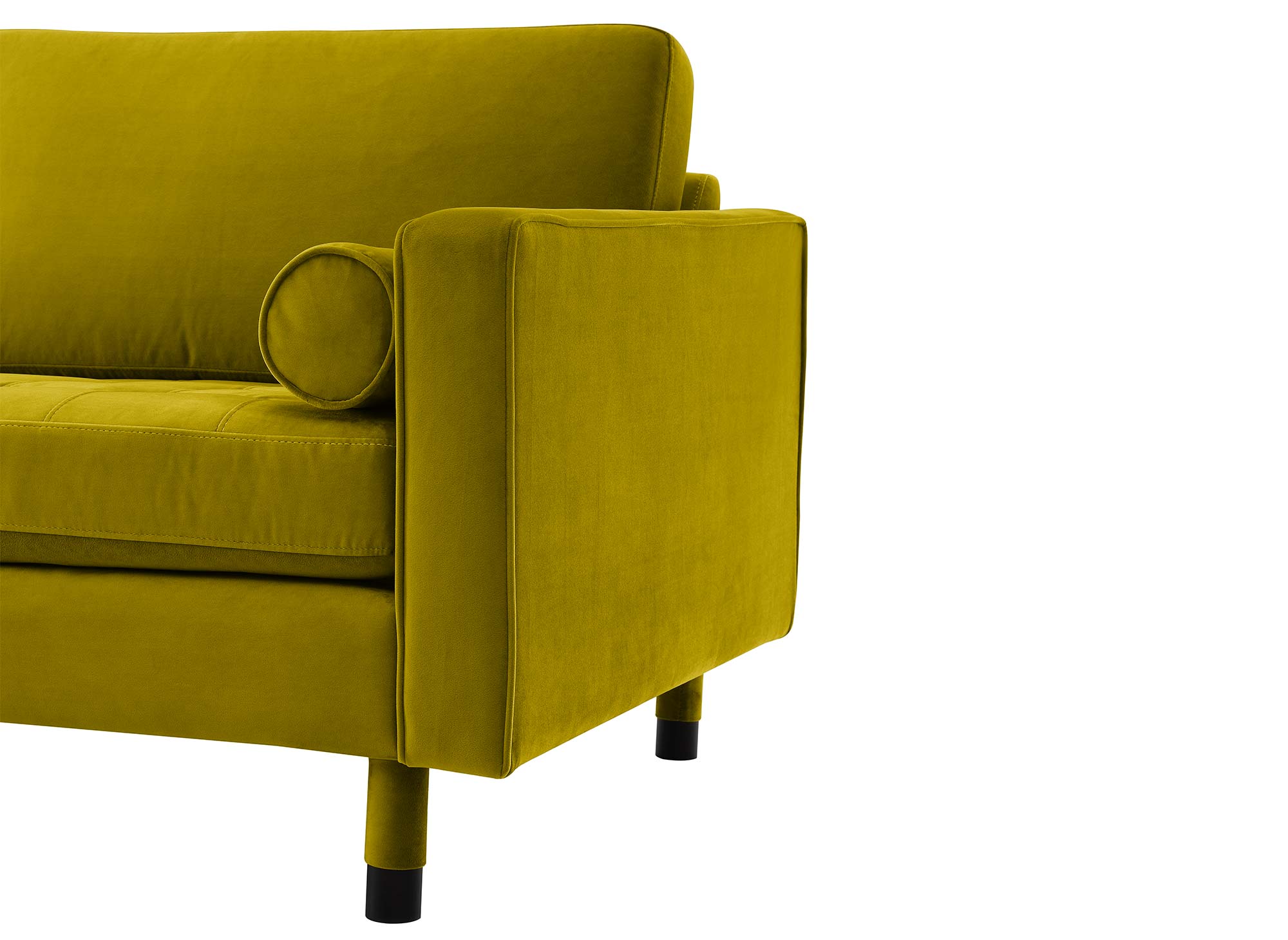 Sofá esquinero escandinavo SALAMBO en terciopelo verde dorado - Esquina izquierda