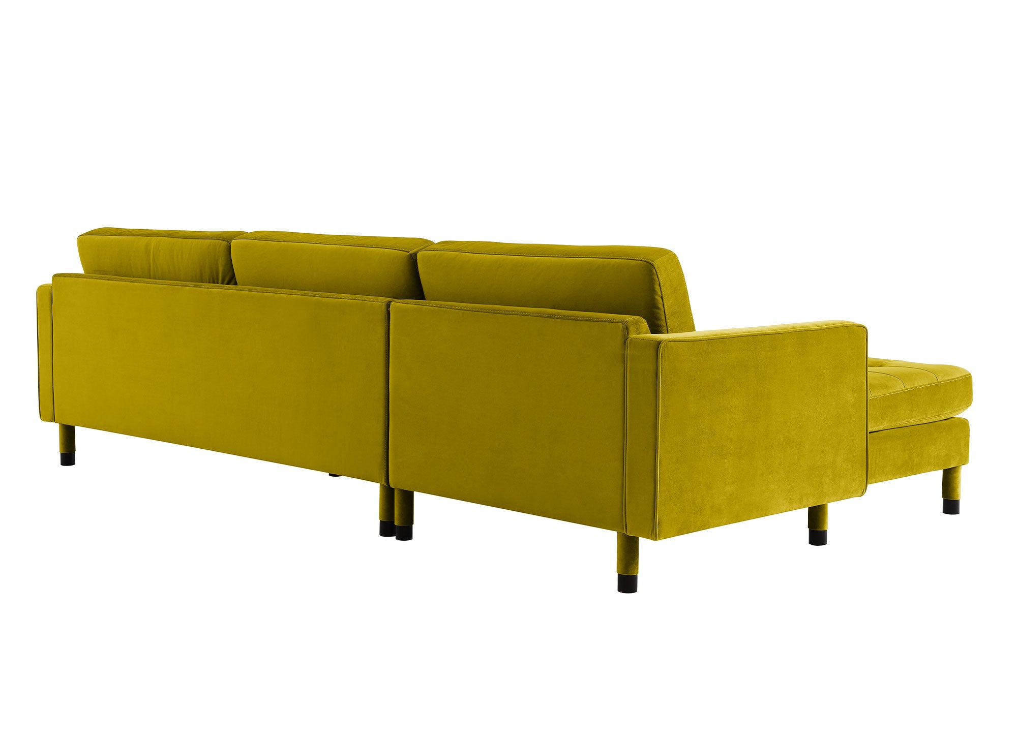 Sofá esquinero escandinavo SALAMBO en terciopelo verde dorado - Esquina izquierda