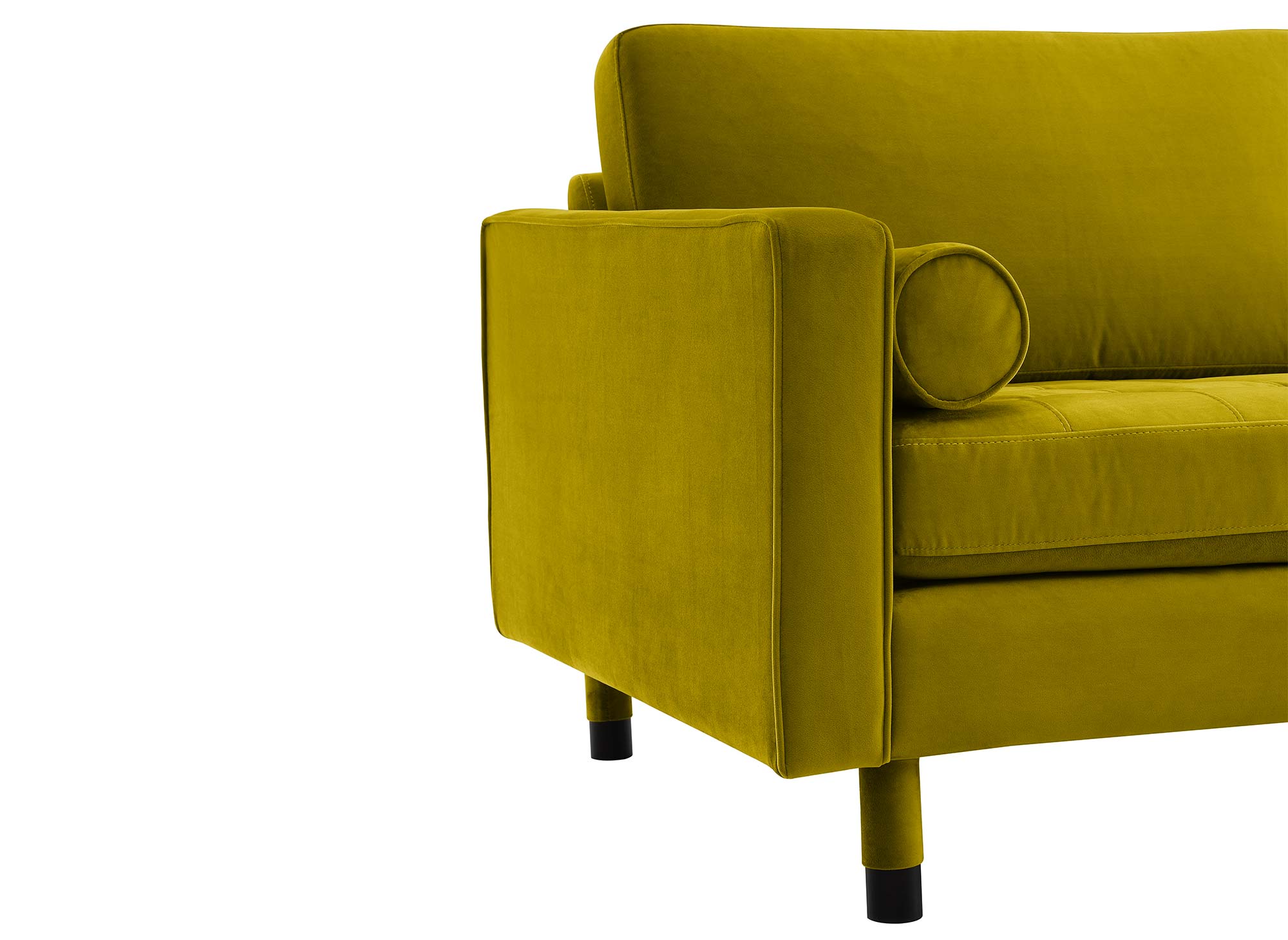 Sofá esquinero escandinavo SALAMBO en terciopelo verde dorado - Esquina derecha