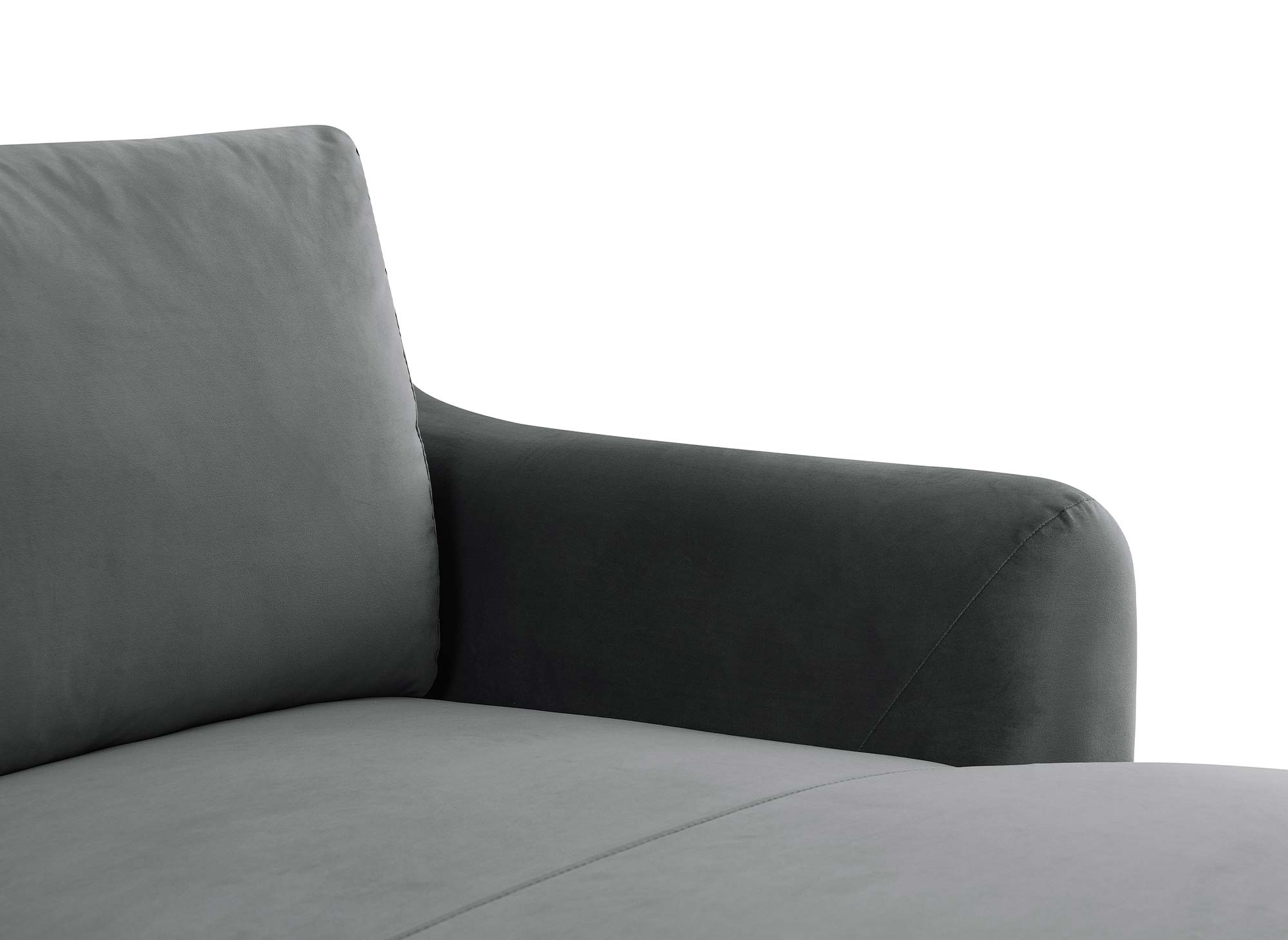 Sofá esquinero CELINE de terciopelo gris con chaise longue - Esquina izquierda