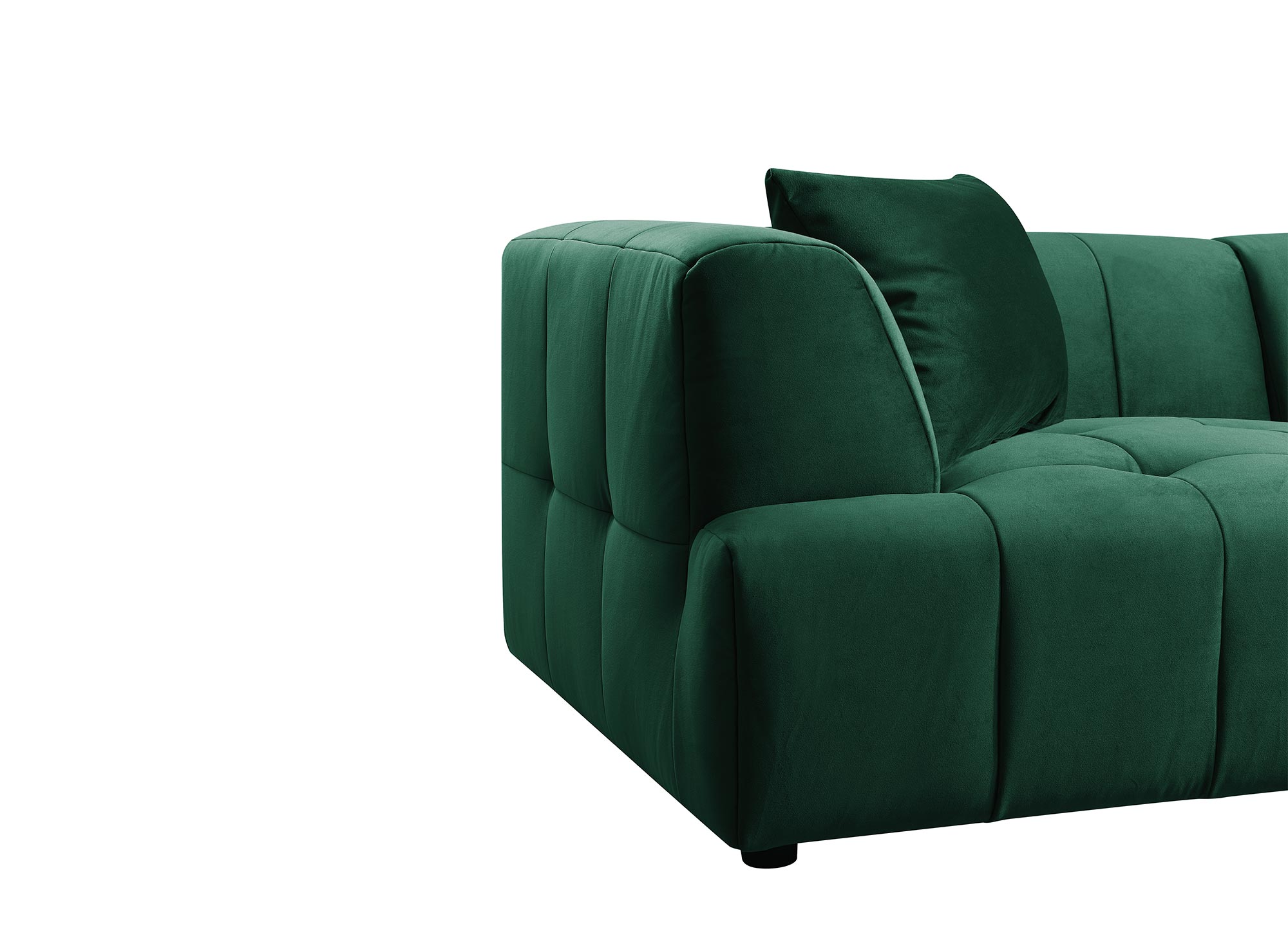 Sofá recto de 3 plazas KELIA en terciopelo verde