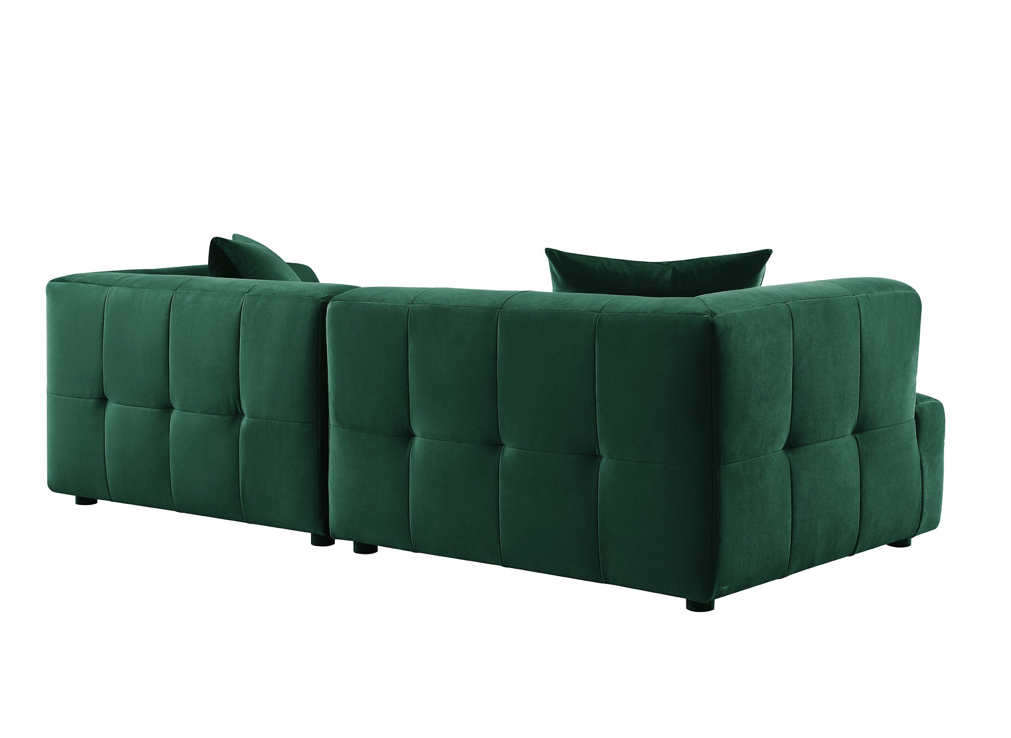 Sofá recto de 3 plazas KELIA en terciopelo verde