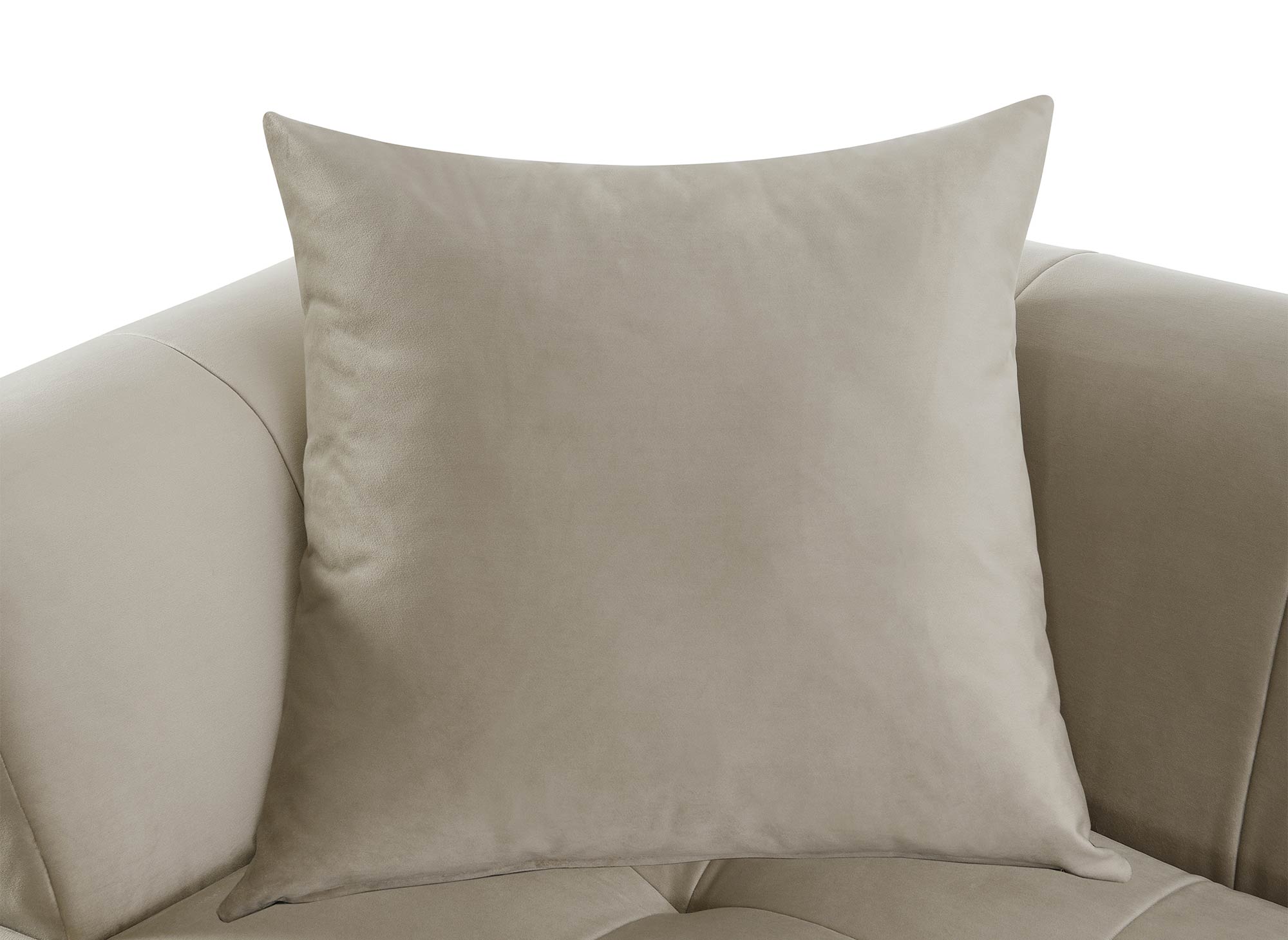 Sofá recto de 3 plazas KELIA en terciopelo beige