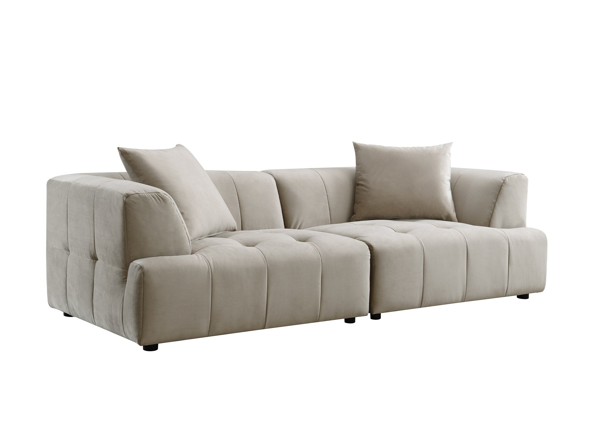 Sofá recto de 3 plazas KELIA en terciopelo beige