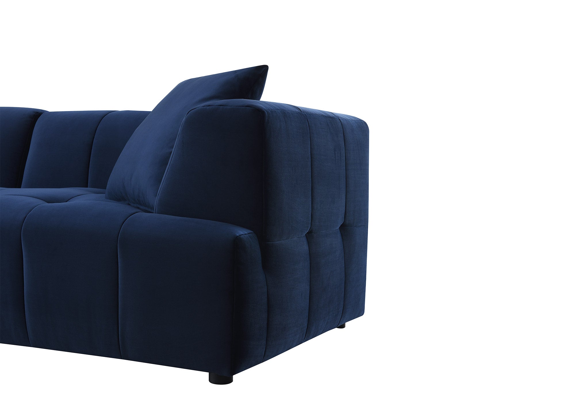 Sofá esquinero KELIA con chaise longue en terciopelo azul - Esquina izquierda