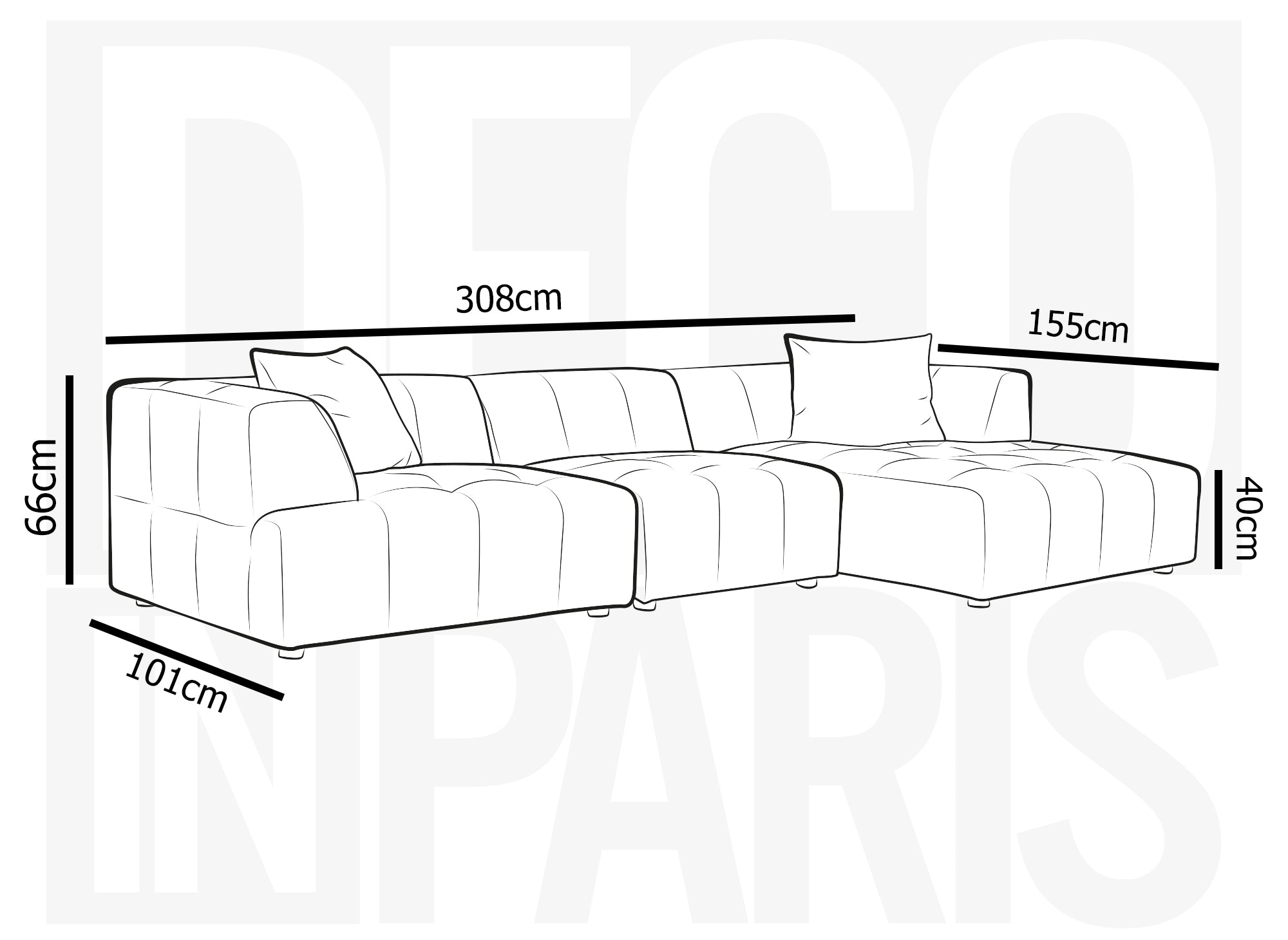 Sofá esquinero KELIA con chaise longue en terciopelo gris - Esquina derecha