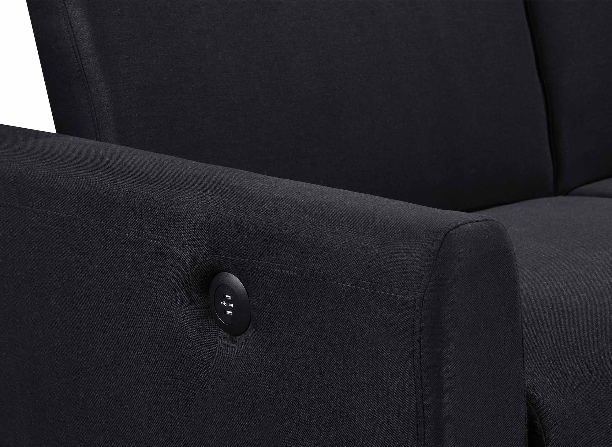 Sofá cama de 3 plazas ROSS en tela de lino negra