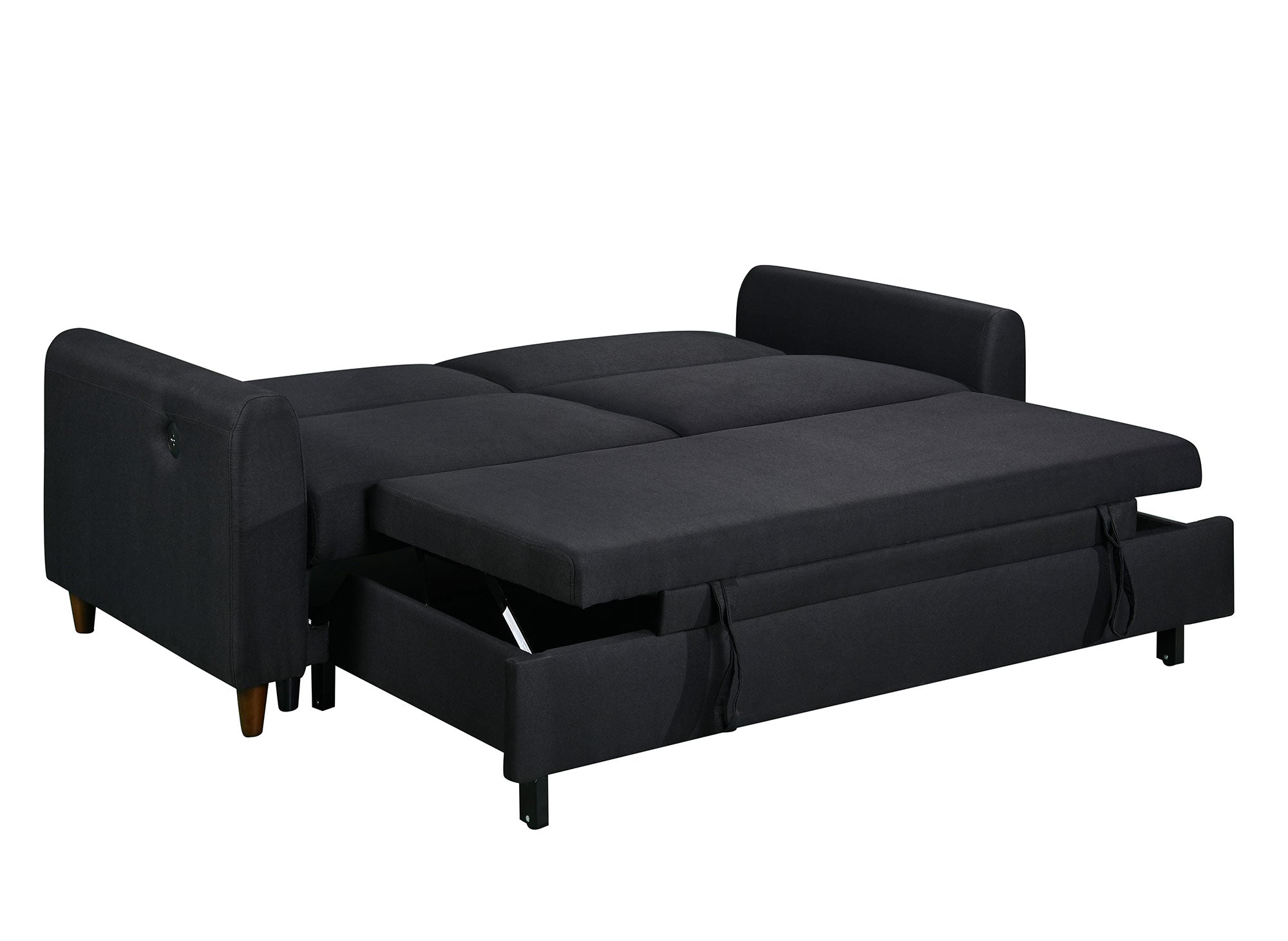 Sofá cama de 3 plazas ROSS en tela de lino negra