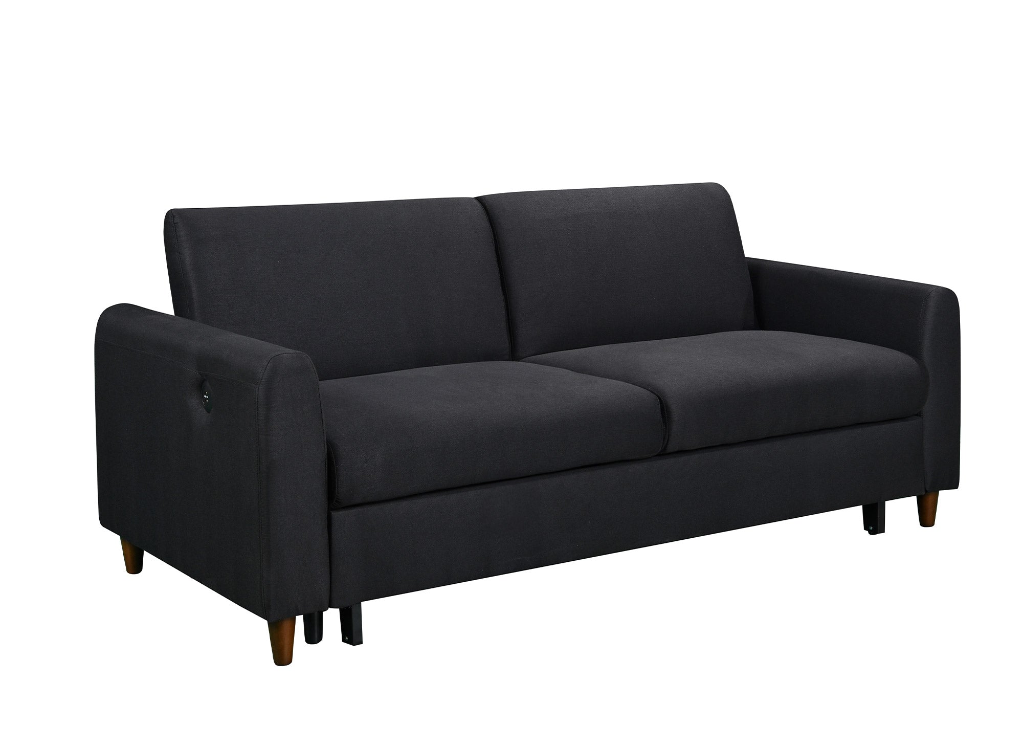 Sofá cama de 3 plazas ROSS en tela de lino negra