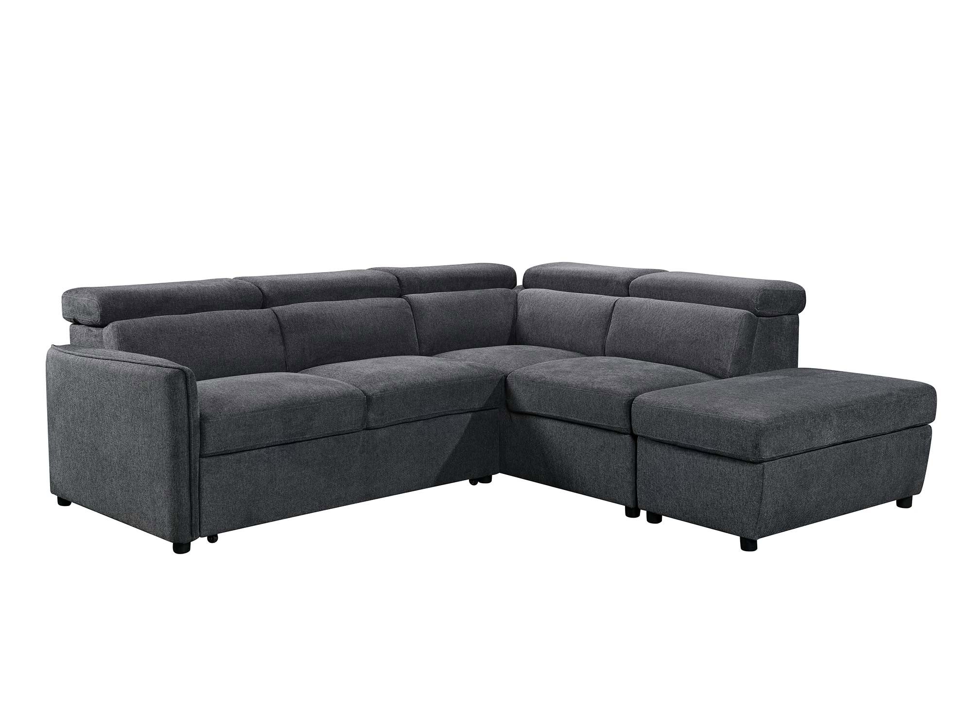 Sofá cama esquinero NAIROBI de tela gris - Esquina derecha