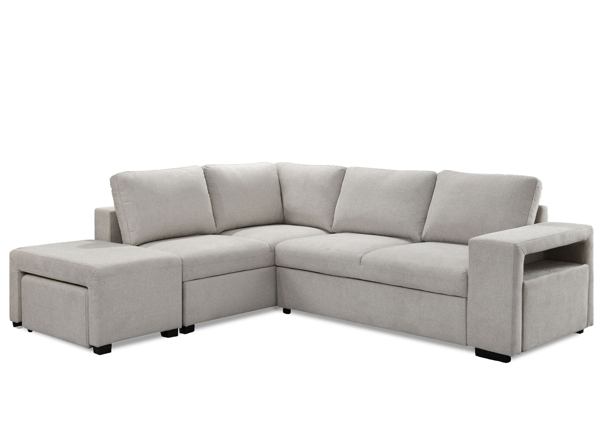 Sofá cama esquinero ALBAN de tela beige - Esquina izquierda