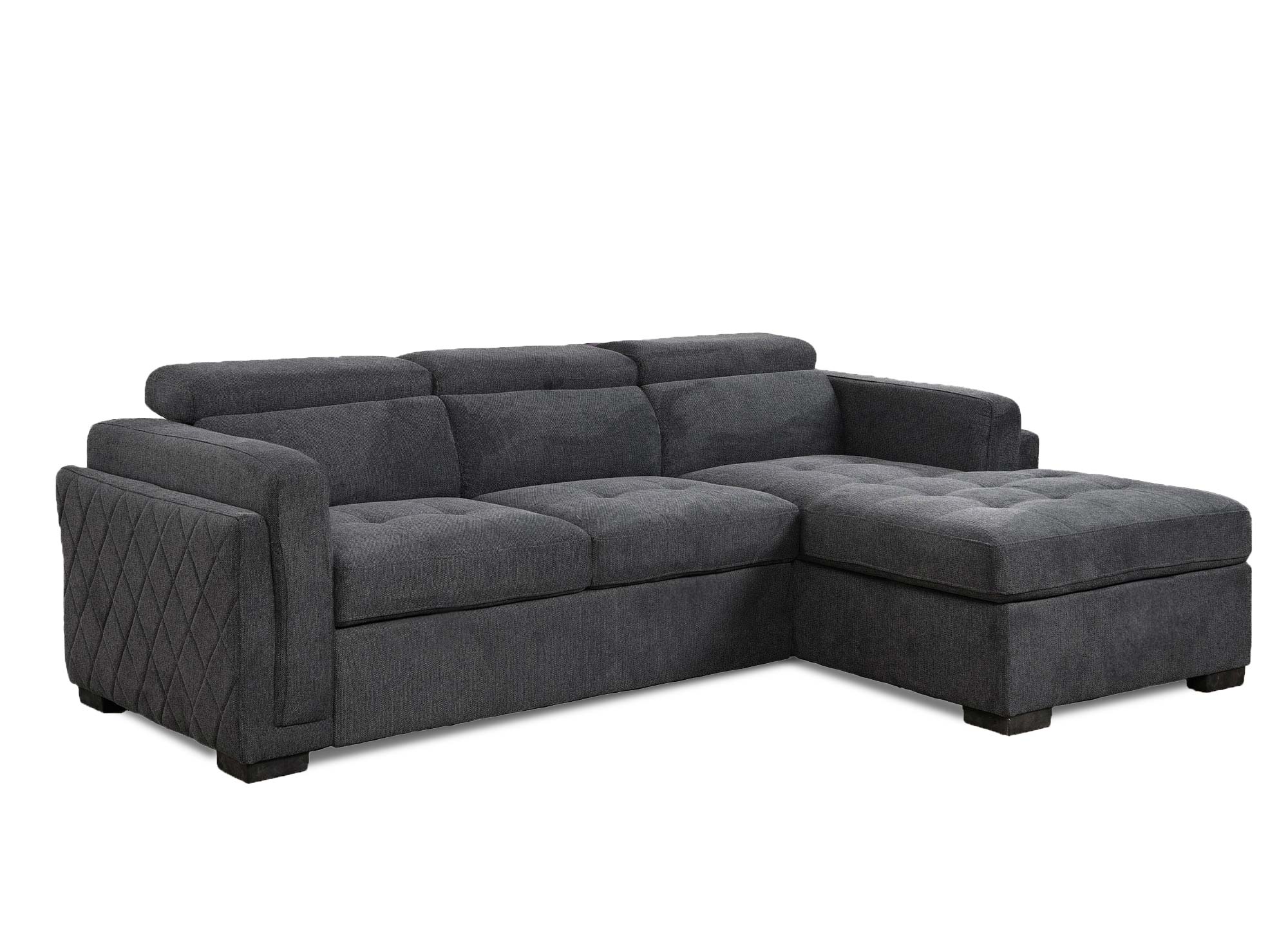 Sofá esquinero convertible CHANDLER en tela gris oscuro - Esquinero derecho