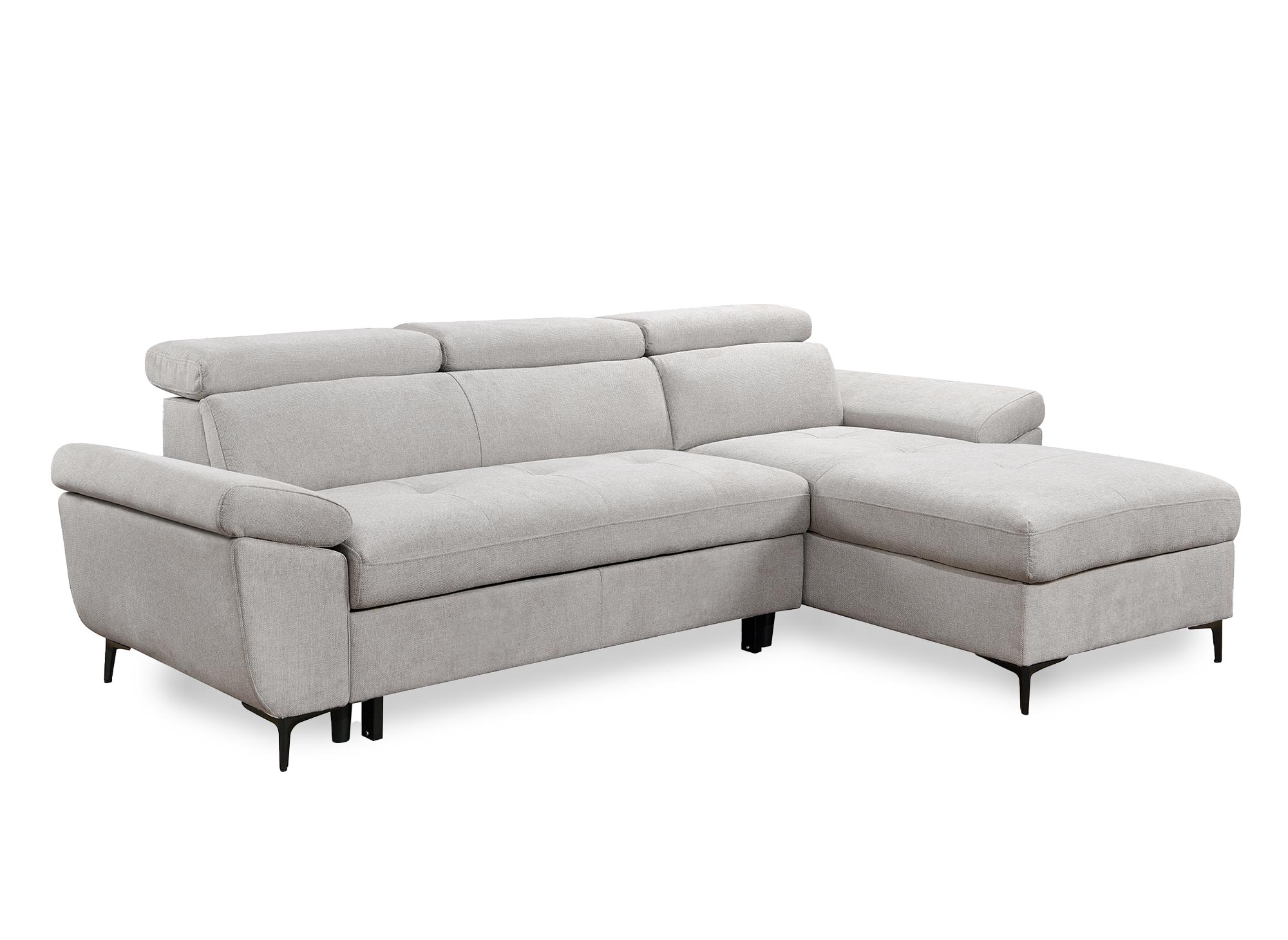 Sofá cama esquinero MONICA de tela beige - Esquina derecha