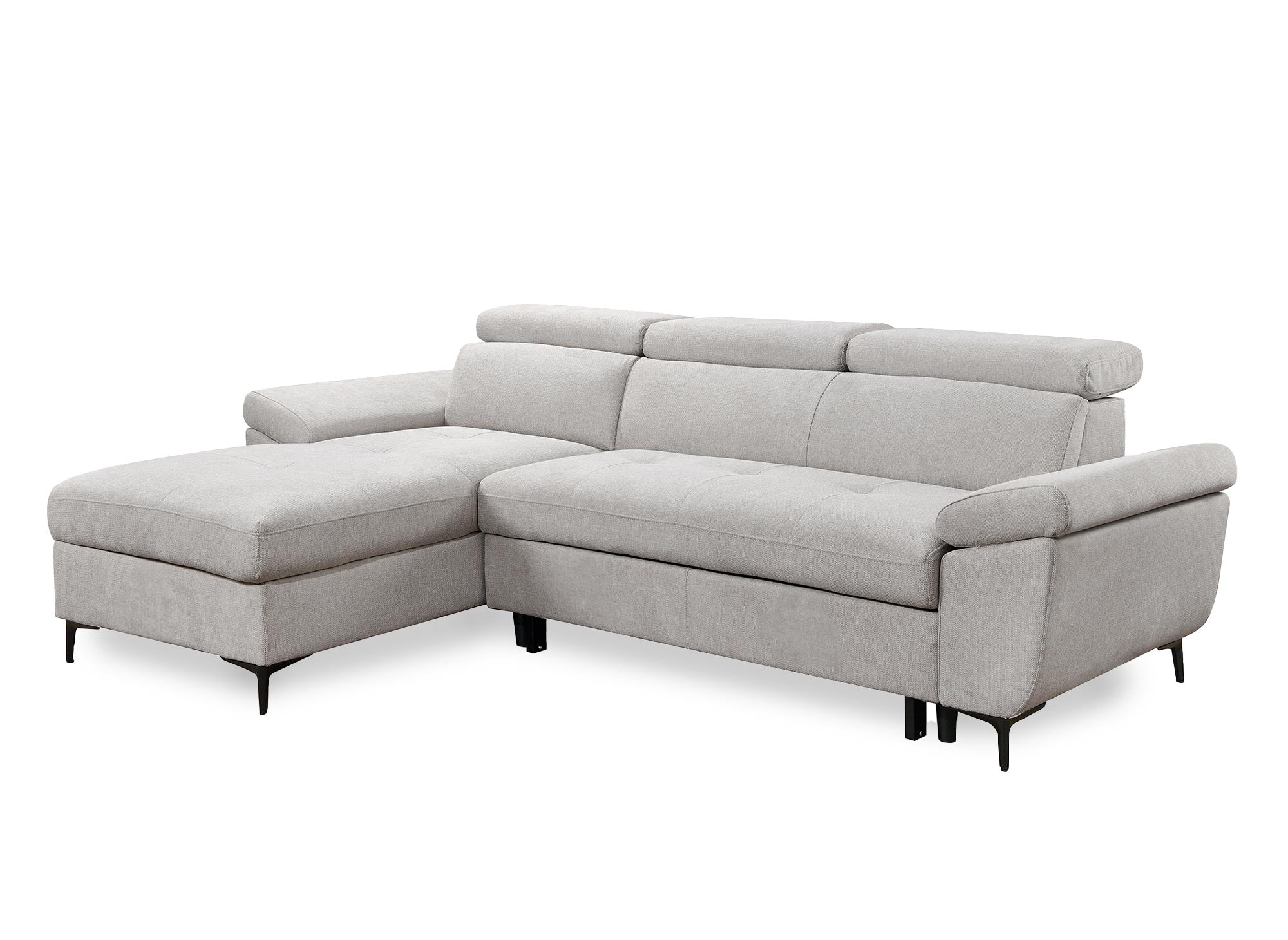 Sofá cama esquinero MONICA de tela beige - Esquina izquierda