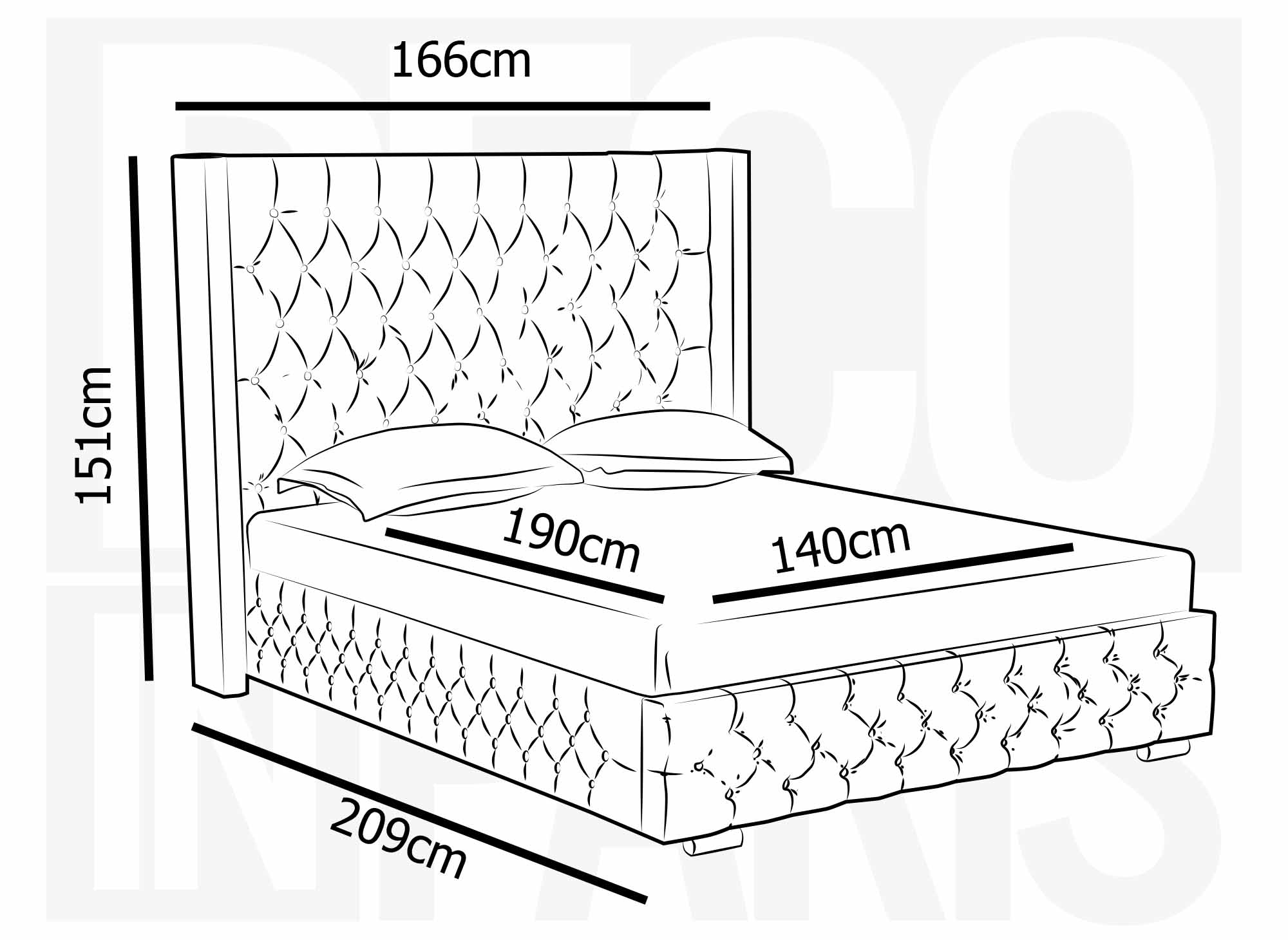 Cama con almacenaje PERLA de terciopelo beige 140x190 cm