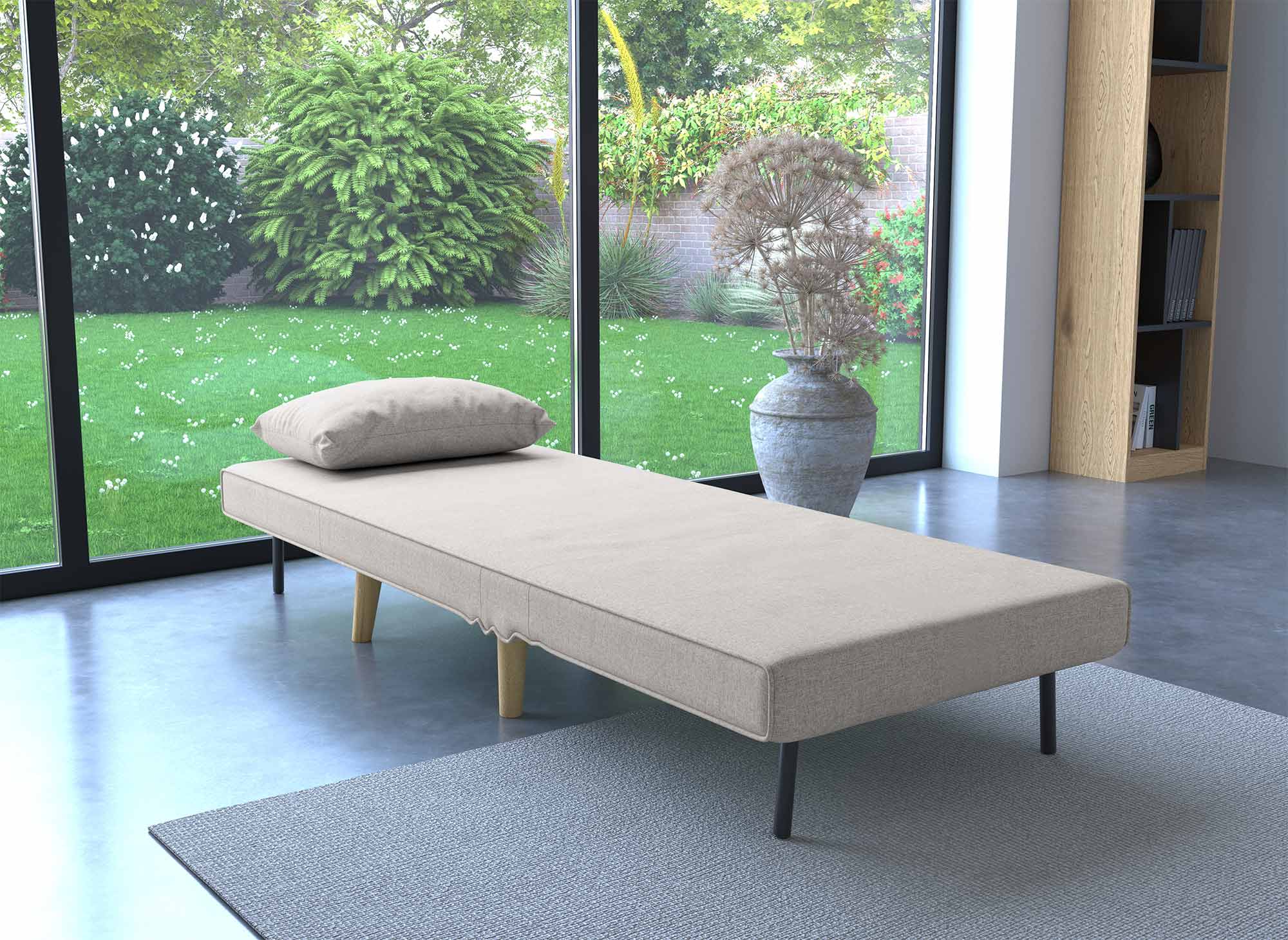 Sillón convertible TONKA en tela beige