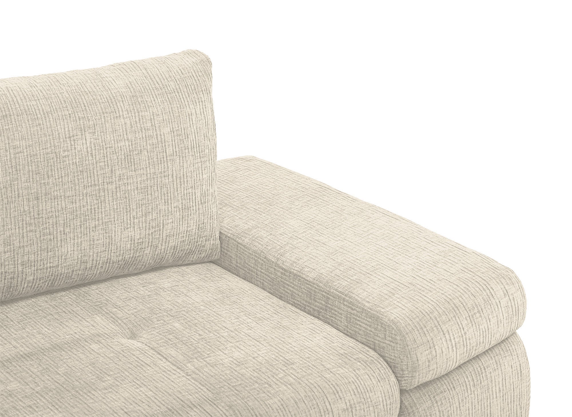 Sofá esquinero convertible reversible SOLEA con almacenaje en terciopelo jaspeado beige